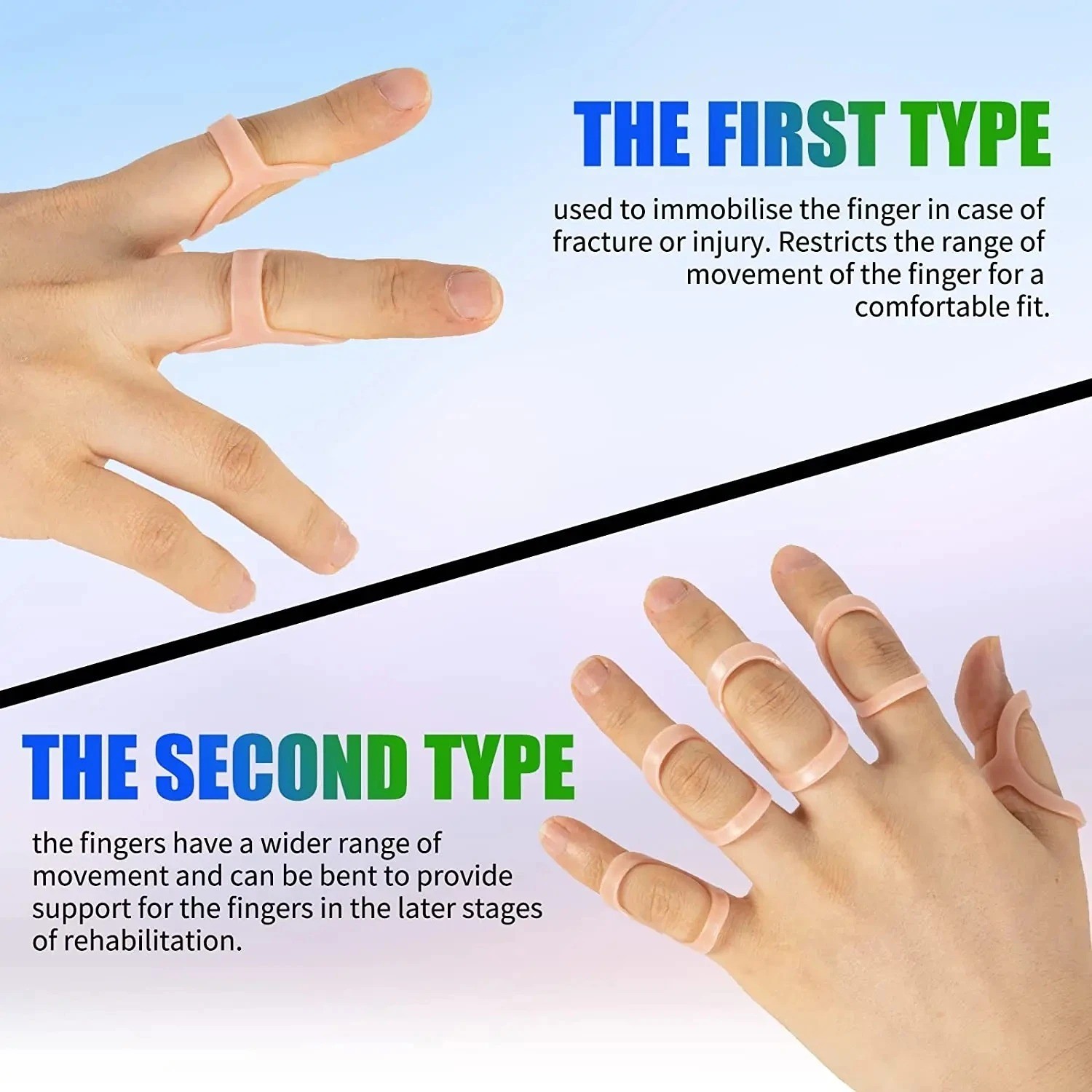 5PCS Oval Finger Splints Trigger Finger Kit for Size 2,3,4,5,6,7,8,9,10,11,12 US