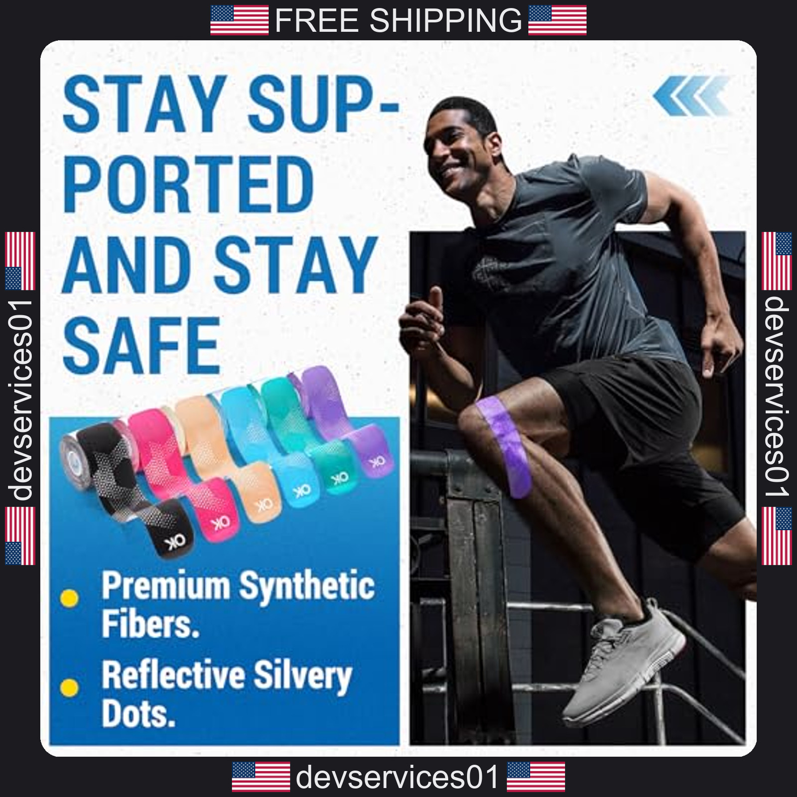 20 Pack Elastic Kinesiology Tape for Muscle Support and Pain Relief