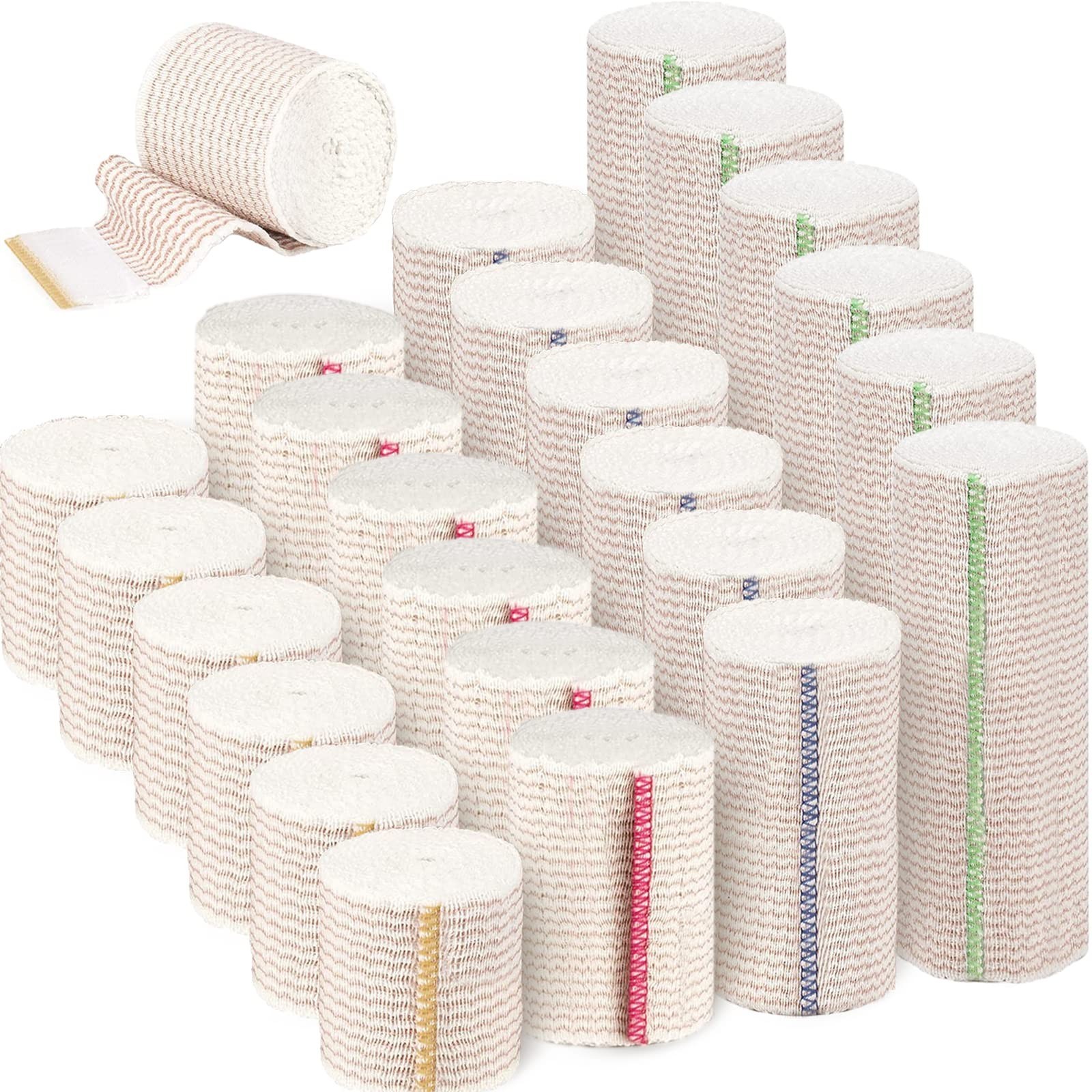 24 Pack Self-Adhesive Elastic Bandage Wraps – Compression, Hook & Loop Closure,