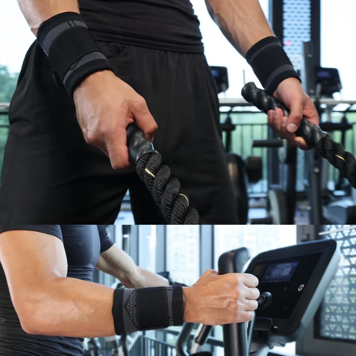 2 Pack Wrist Brace Compression Support for Carpal Tunnel Black Medium