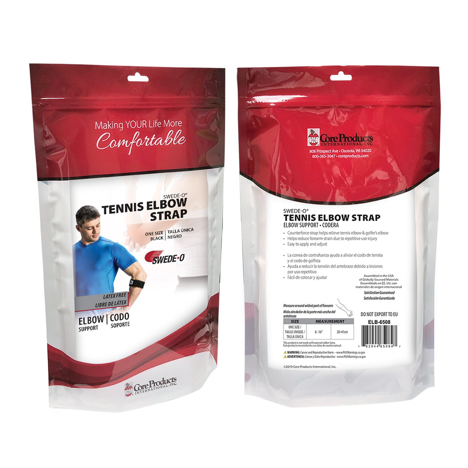 Core Products Adjustable Pressure Tennis/Golf Elbow Support Helps Alleviate Pain