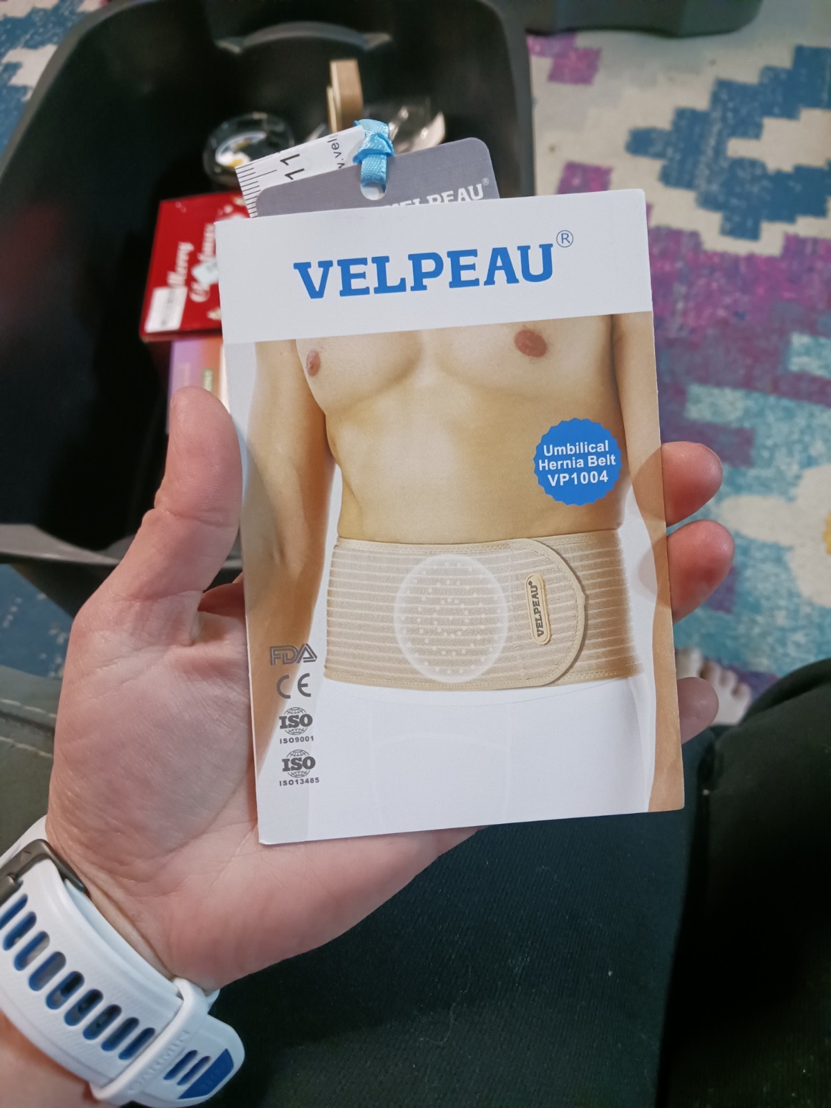 Velpeau Unisex Umbilical Hernia Support Belt with Pad Large Tan