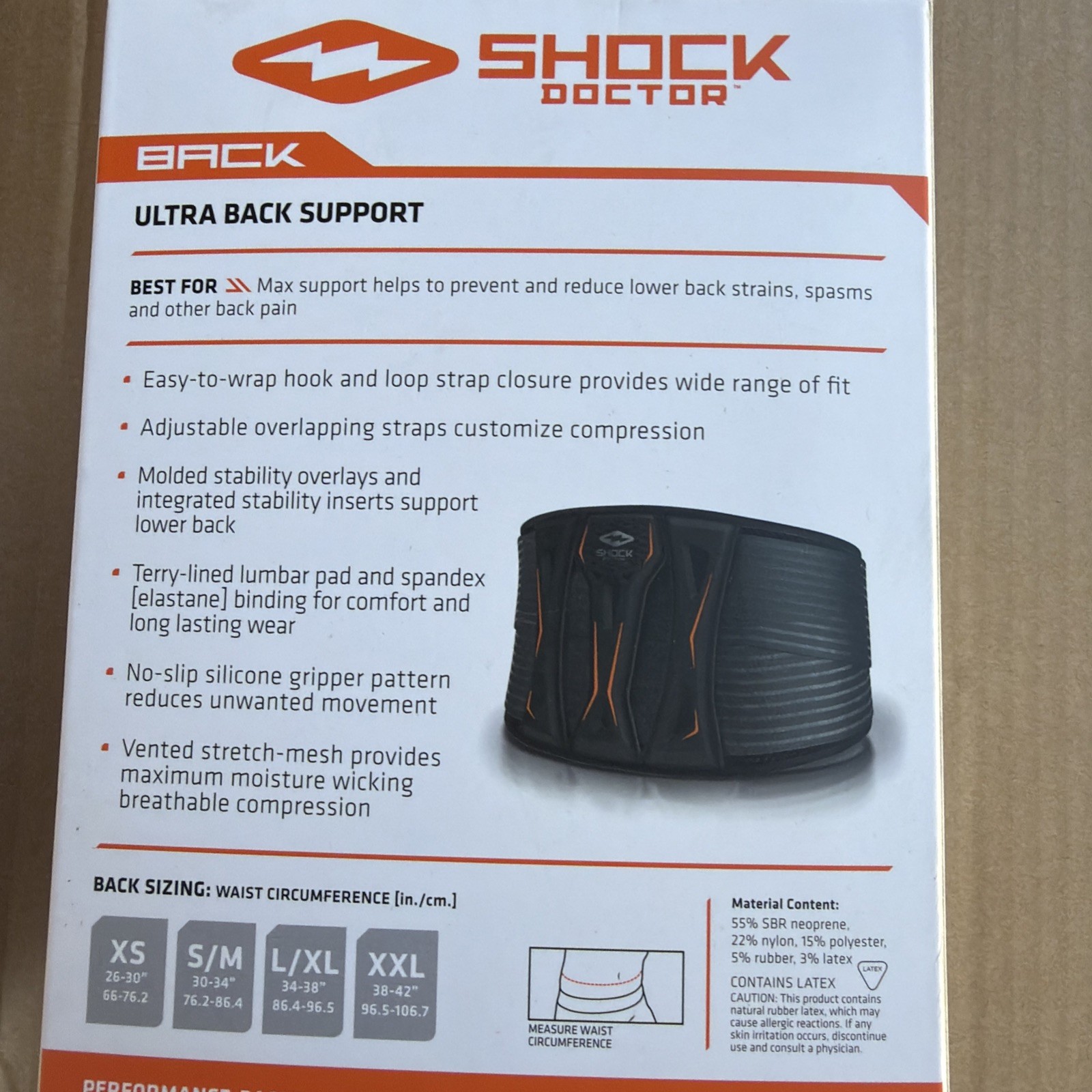 New! Shock doctor ultra back support level three size L/XL 34–38