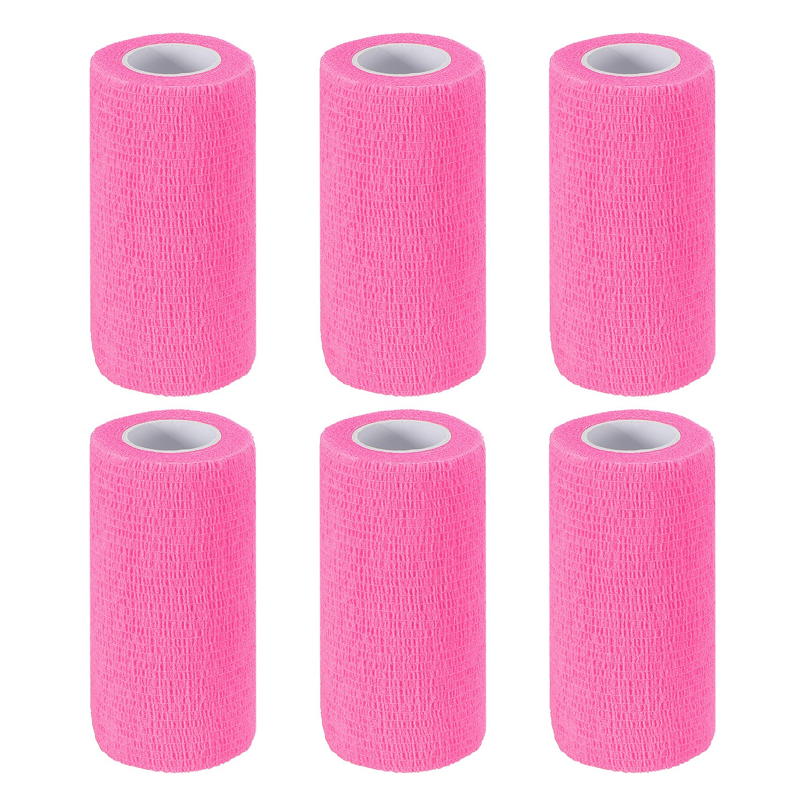 4″ x 177″ 6 Pcs Self Adhesive Bandage Wrap Elastic Self Tape Bright Pink