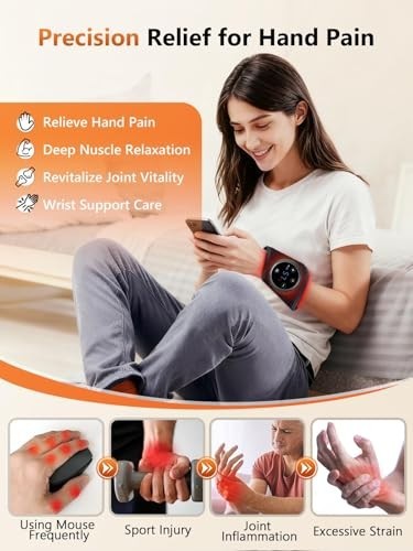 Red Light Therapy Wrap with Heat & Massage for Hands, Wrist, Knee, Ankle Pain Re