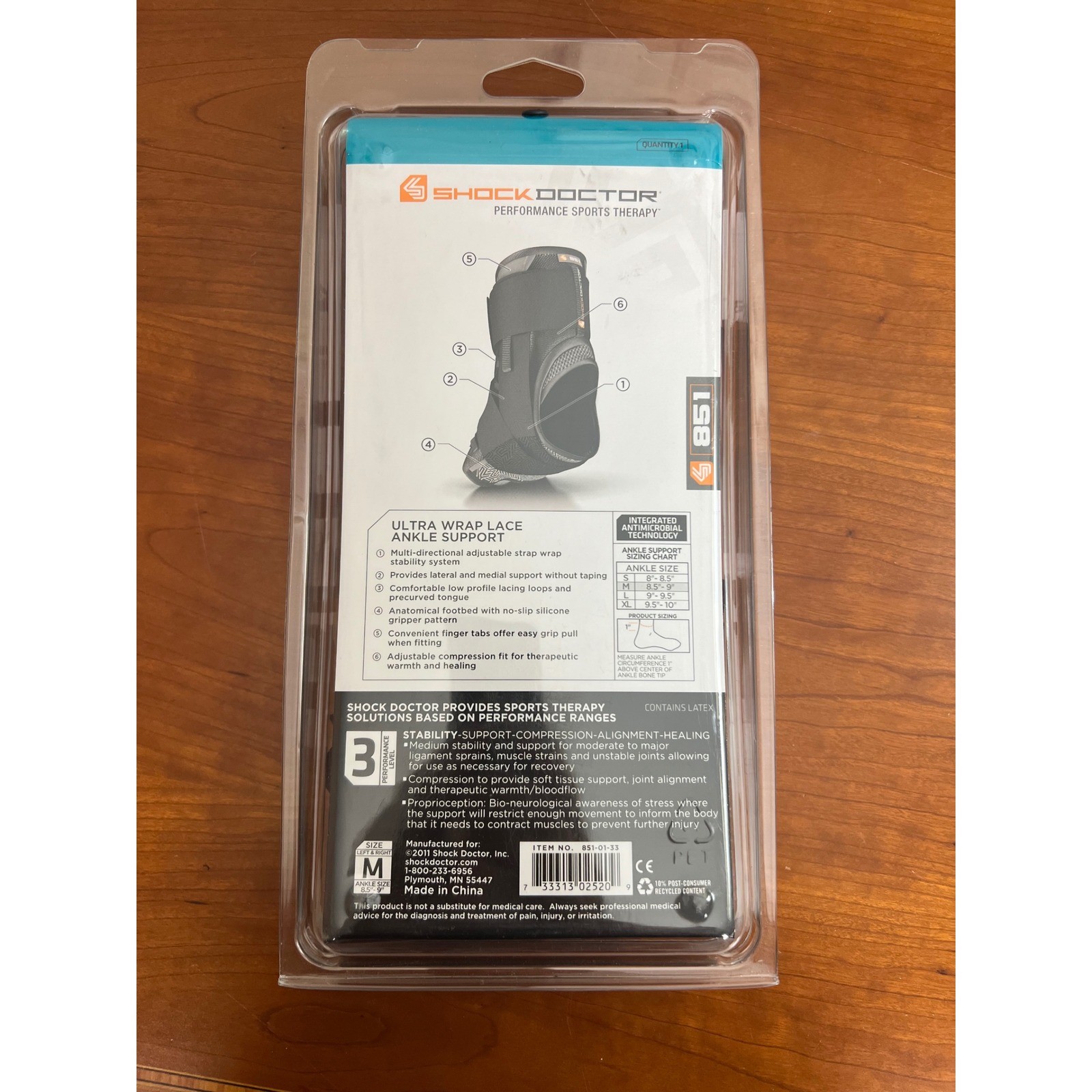 Shock Doctor 851 Ultra Wrap Lace Ankle Support Black Medium Level 3 Stability