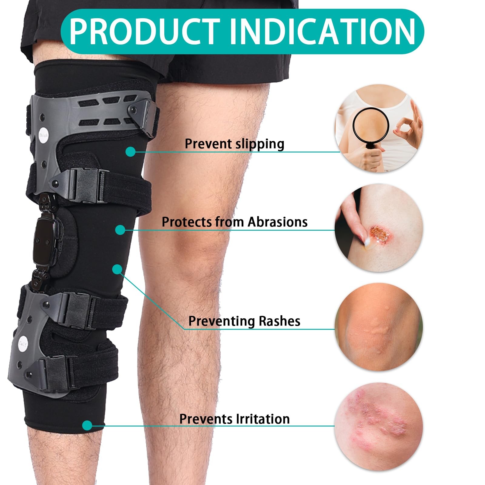 Knee Brace Undersleeve for Men & Women, Leg Undersleeve for Knee Brace Closed…