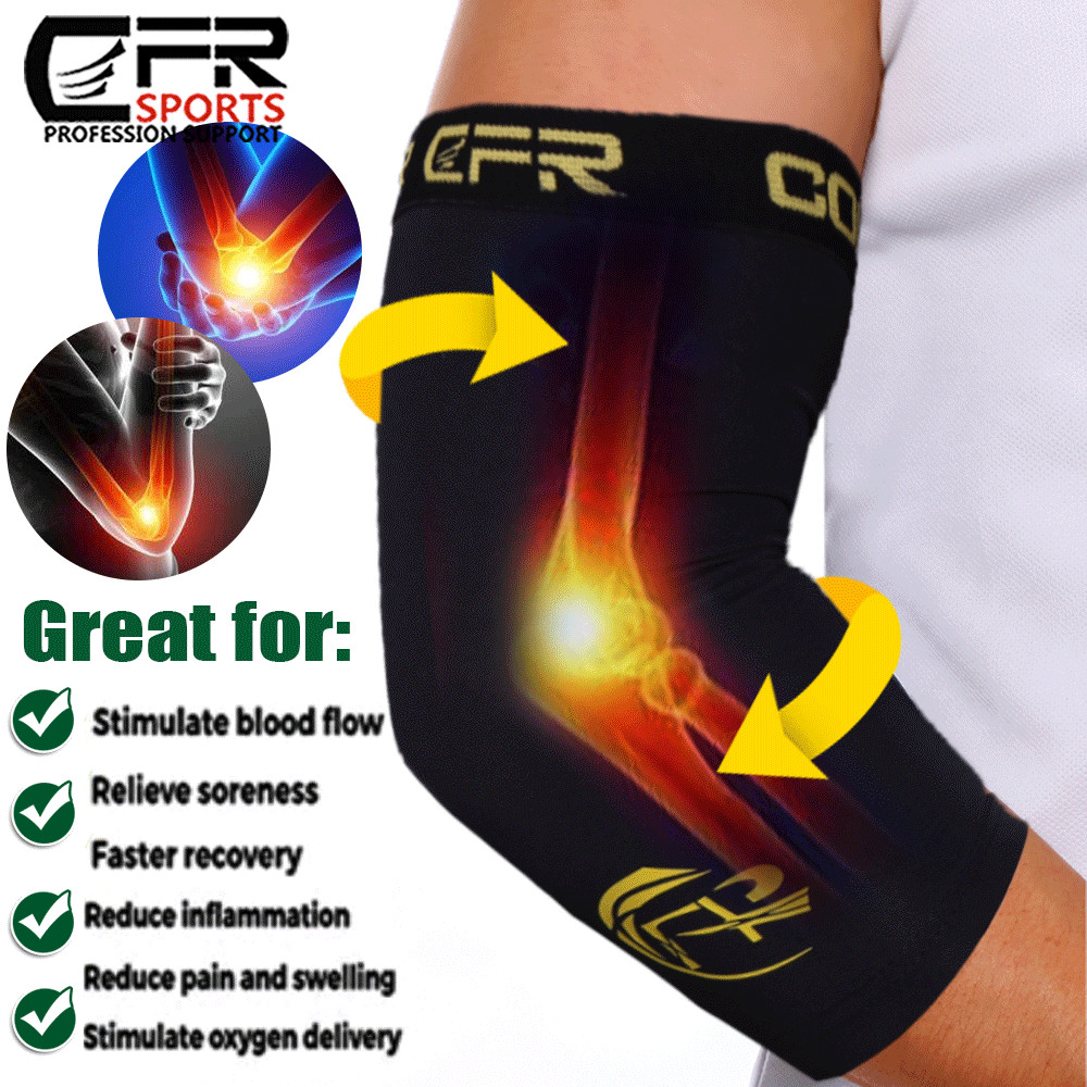 Compression Arm Sleeves Copper Elbow Support Brace Joint Pain Relief Gym Tennis