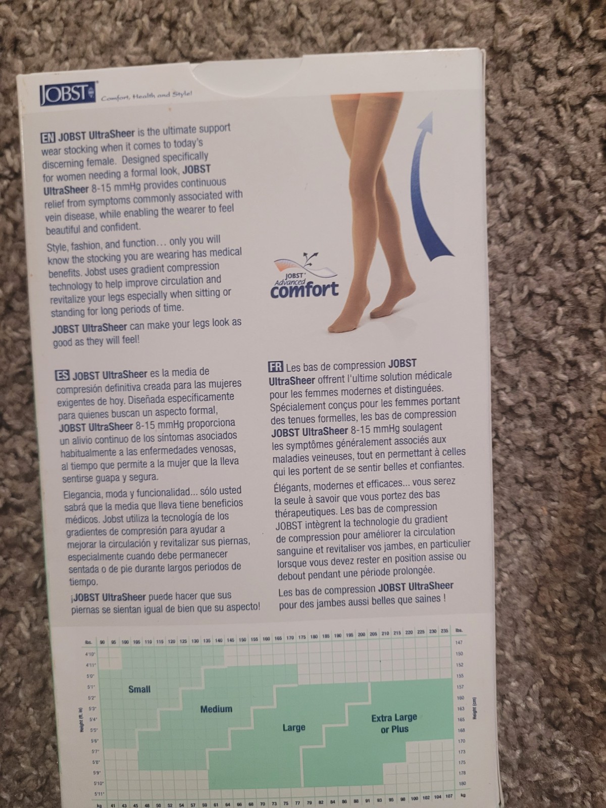 Jobst Support Compression Thigh Ct. sheer stockings 8-15 mmHg Silky Beige Xl