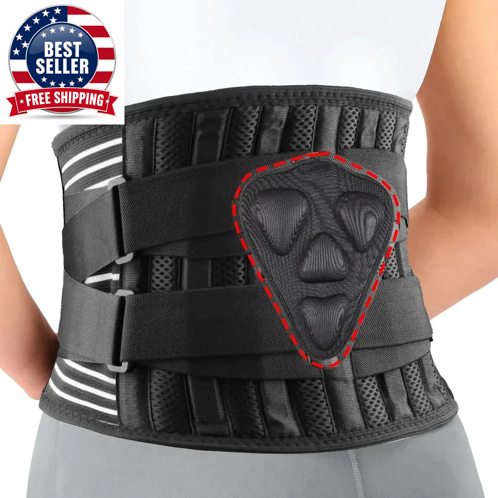 Adjustable Lumbar Support Back Braces for Lower Back Pain Relief with 5 Stays, B