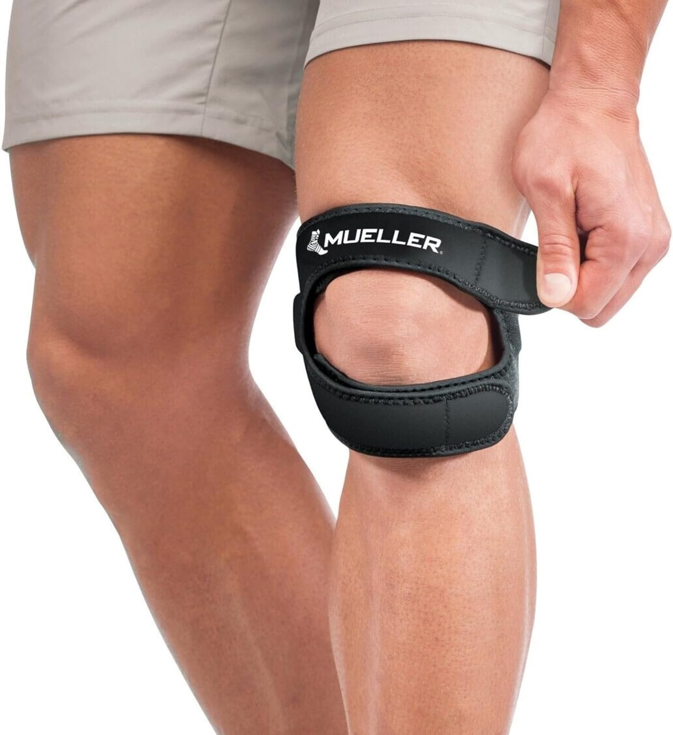 Knee Strap Compression Support Adjustable One Size for Pain Relief Black