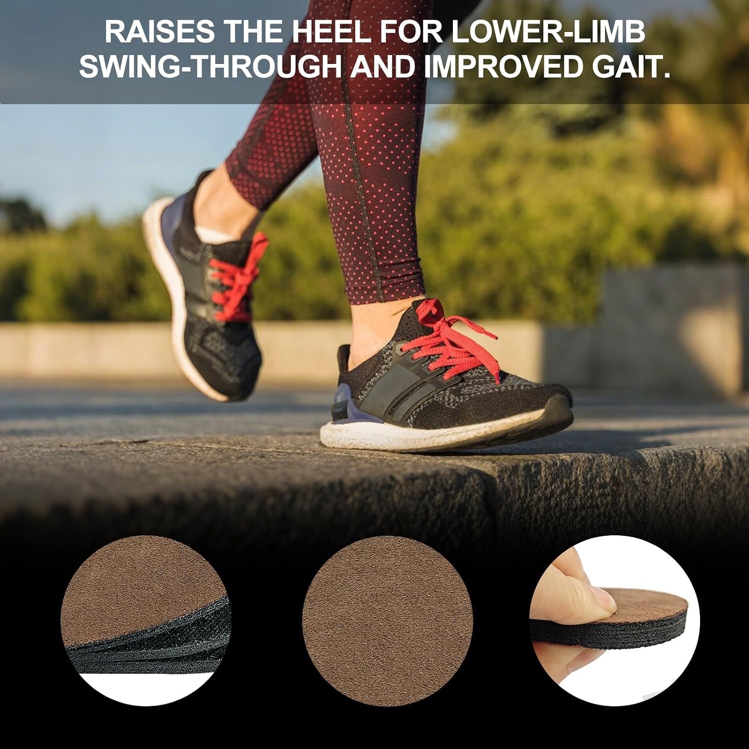 Adjustable Heel Lifts for Heel Pain 3-Layer 1/8″ Thick Brown Shoe Lifts 2pcs