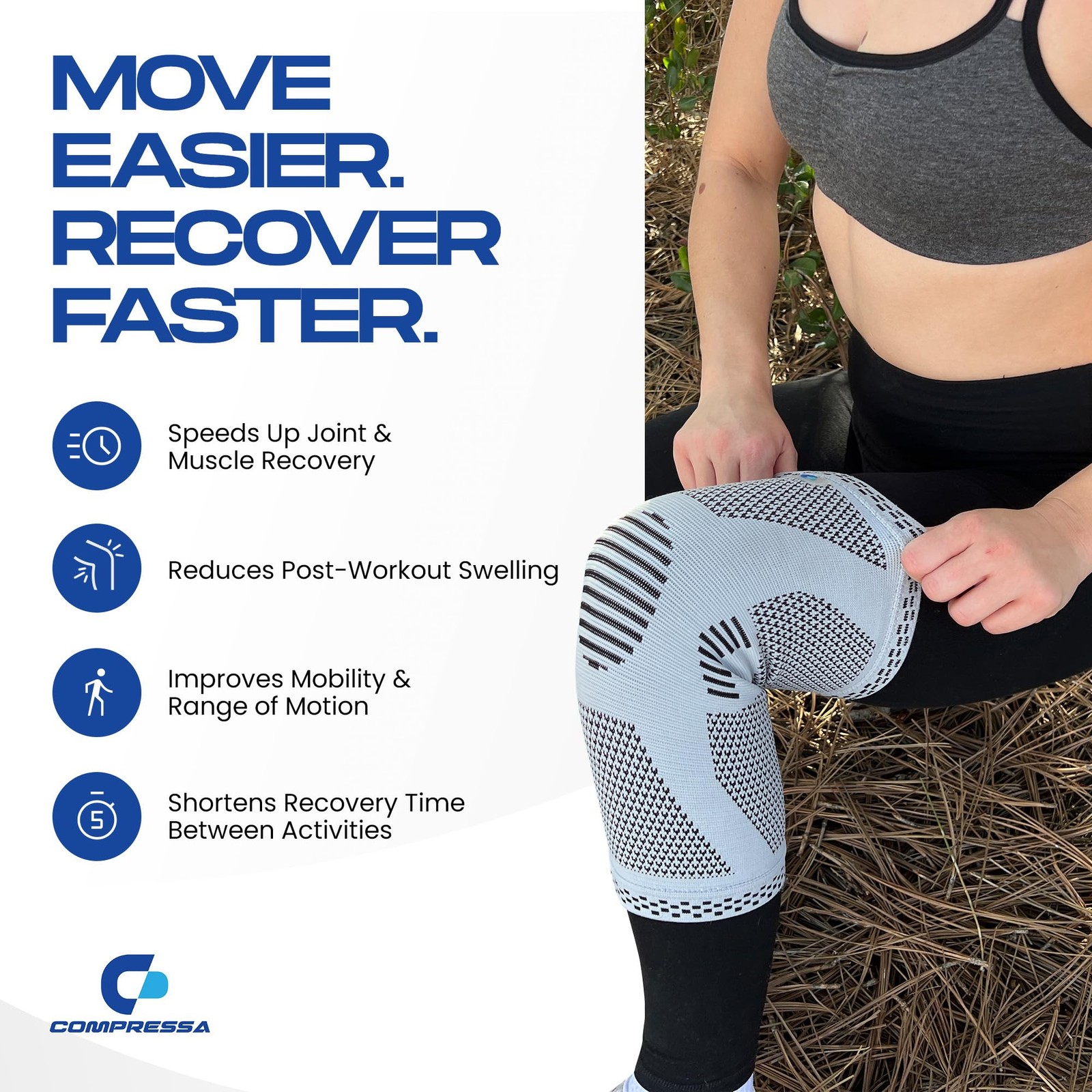 Compressa Knee Sleeve for Women & Men (XX-Large) – Non-Slip Compression Suppo…