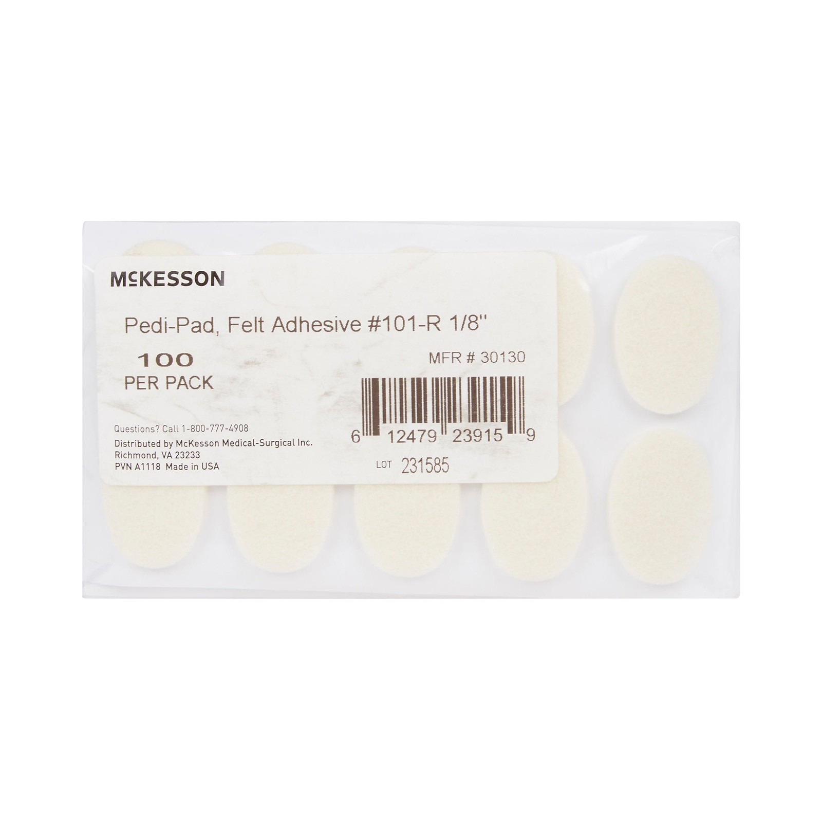 McKesson Pedi-Pad White Protective Pad Adhesive for the Foot 30130 100 Ct