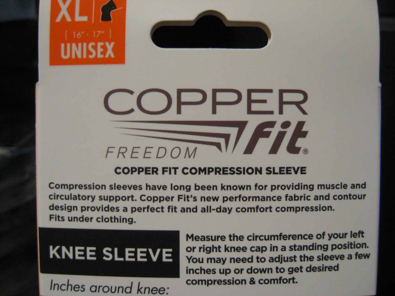 Copper Fit Infused Knee Sleeve – Compression – Black – Unisex – XL 16″ to 17″