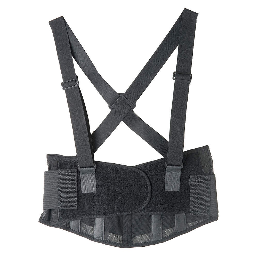CONDOR 5T540 Back Support w/Stay,Black,Polyester,M 5T540
