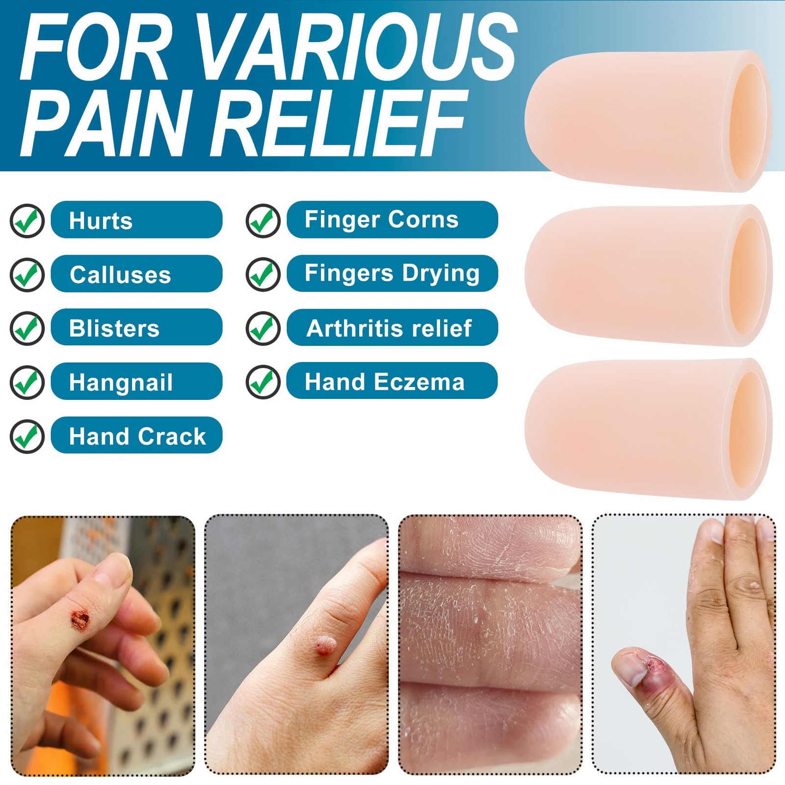 Isslly 20 PCS Gel Finger Sleeve Protectors, 1.69 in – 20 pcs, skin color