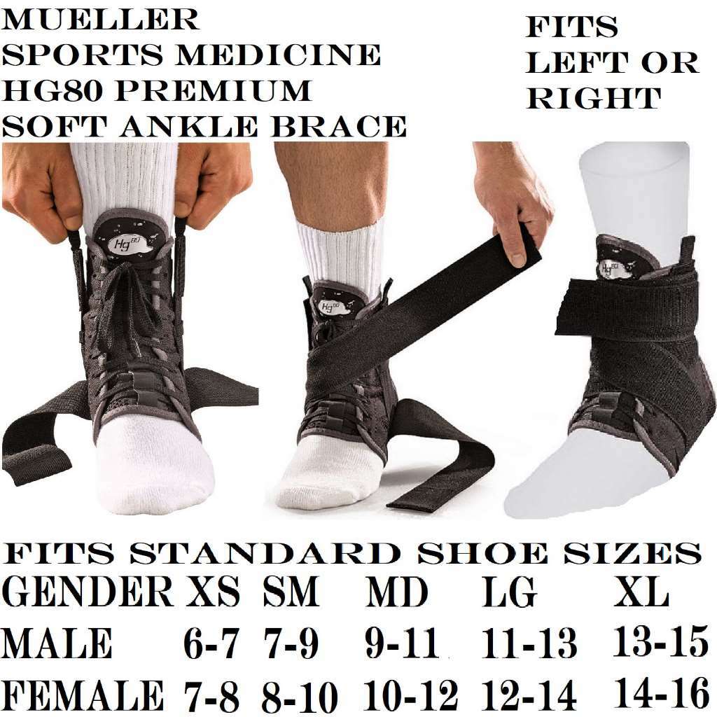 MLR Sports Medicine HG80 Premium Soft Ankle Brace, Large, 0.50 Pound