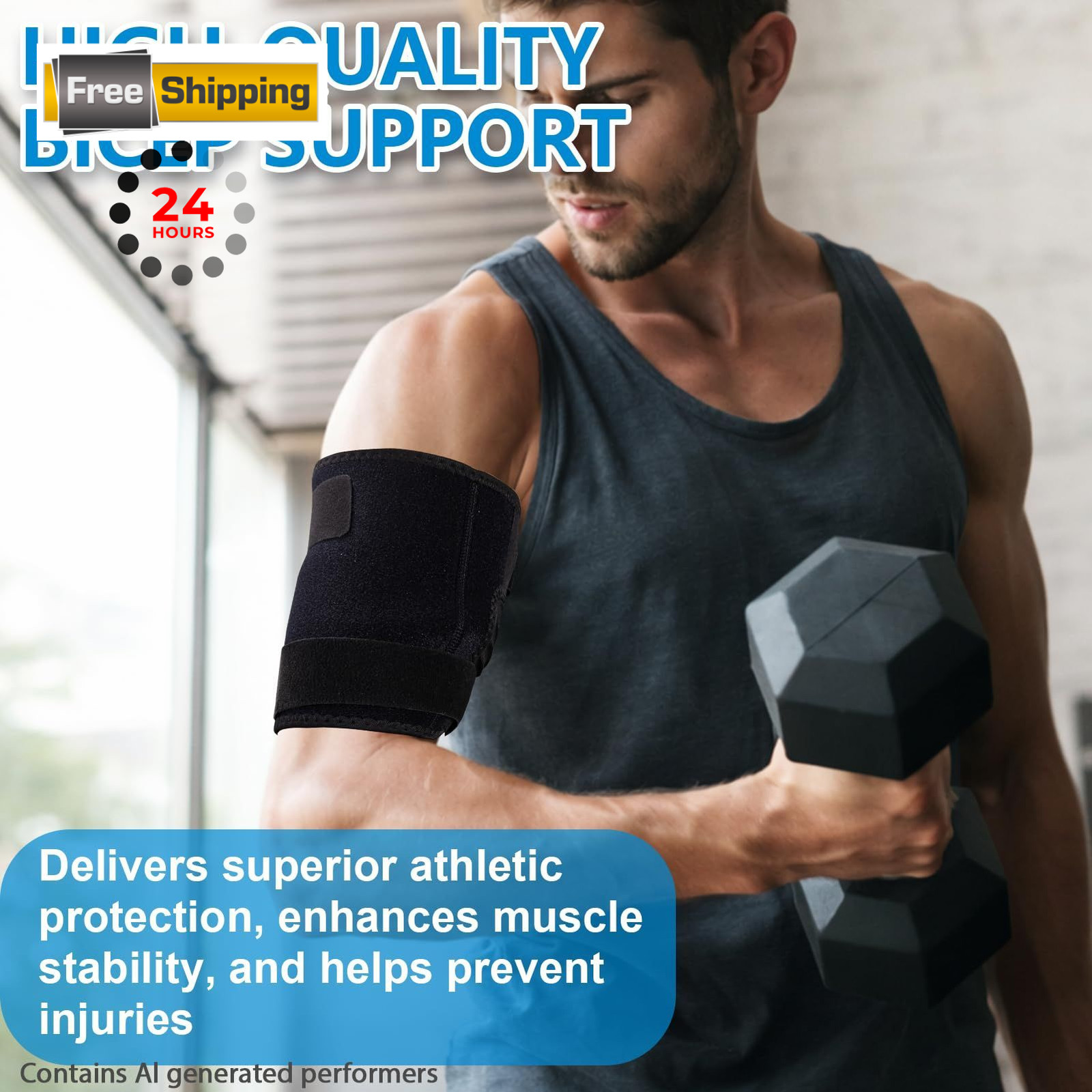 YCYuShen 1 PCS Bicep Tendonitis Brace, Compression Sleeve Small, Black