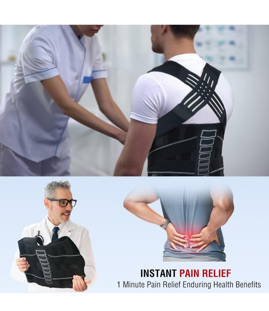 Enthra Back Brace Posture Corrector with Spine Vertical Alignment System -Unisex