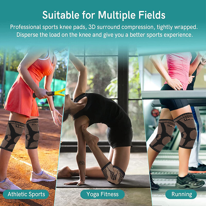 Copper Knee Brace Compression Sleeve Support Joint Arthritis Pain Relief Sports
