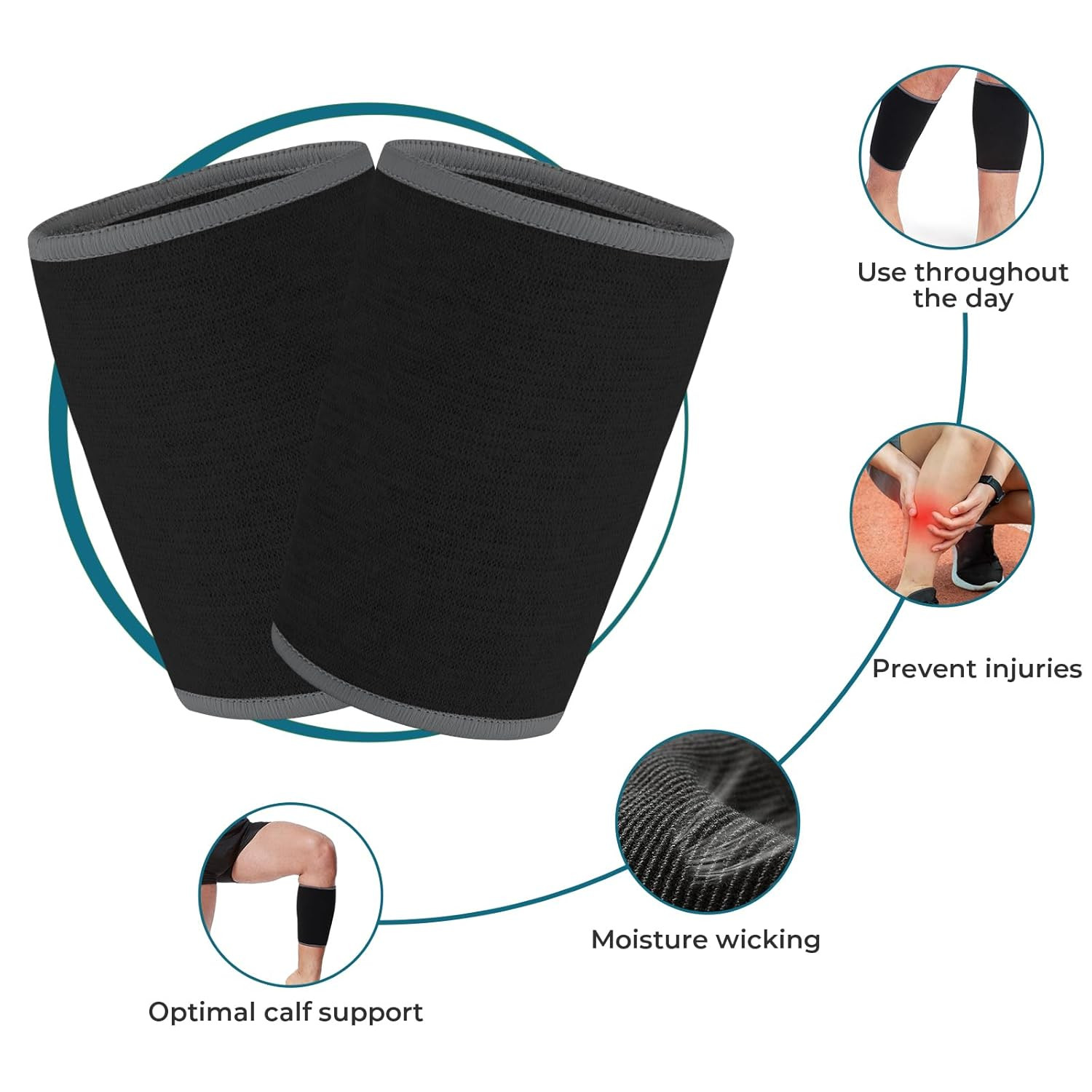 Calf Compression Sleeve for Calves Support or Shin Splint (Black Color, Size M,