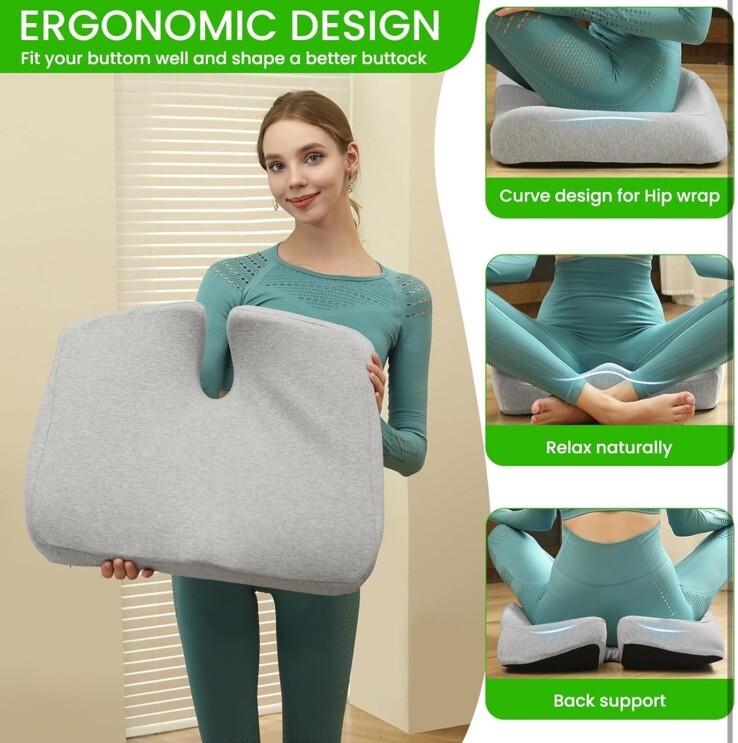 Extra Large Memory Seat Cushion, Multifunctional for Office or Driving Use