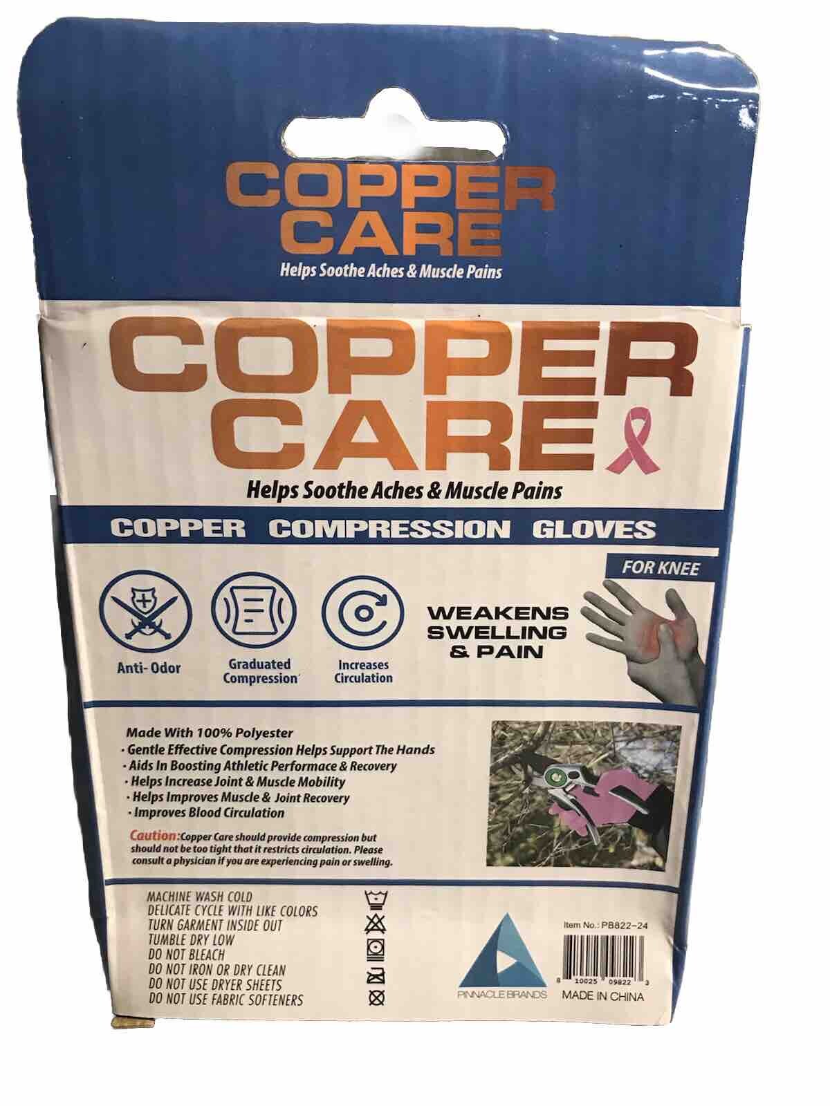 Copper Care Hands Compression Gloves Pink 2pack Adult Size Fits All