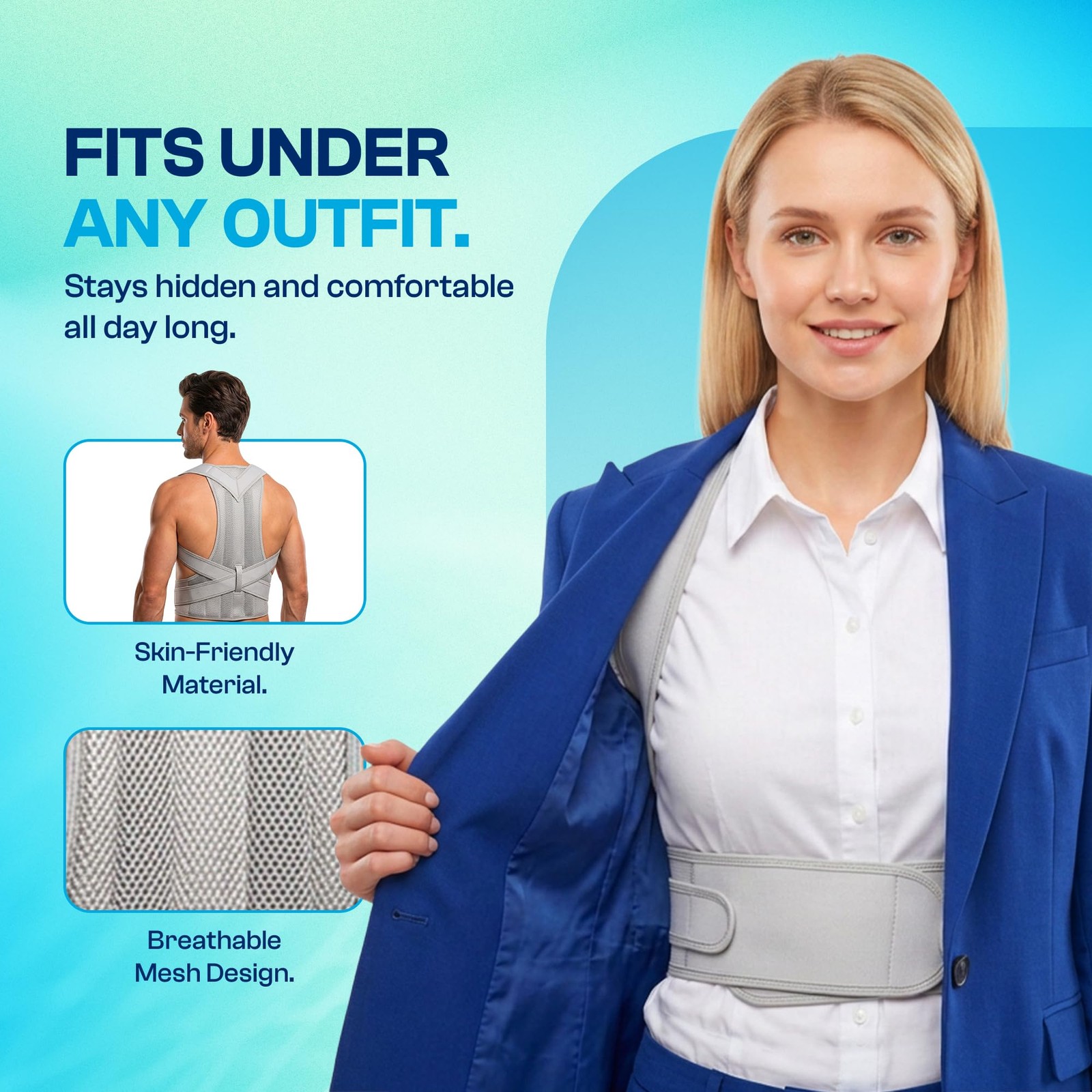 SUKHDA Adjustable Posture Corrector Back Brace for Men & Women – Large, Gray