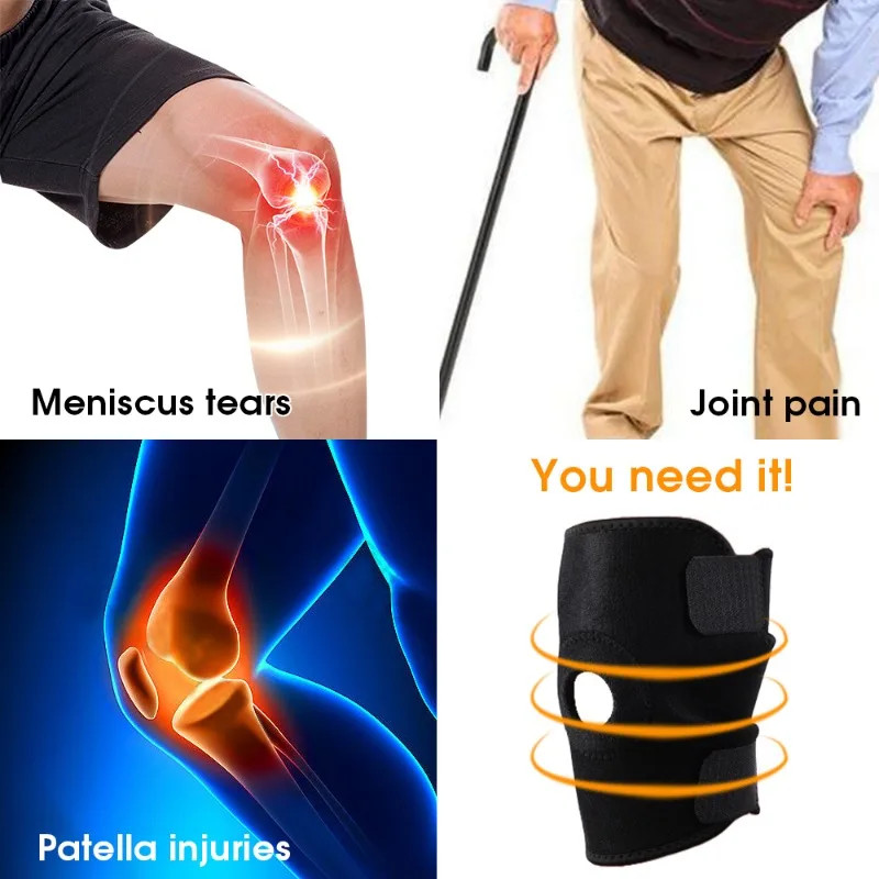 1PC Adjustable Elastic Knee Support Brace Kneepad Patella Knee Pads Hole Sports