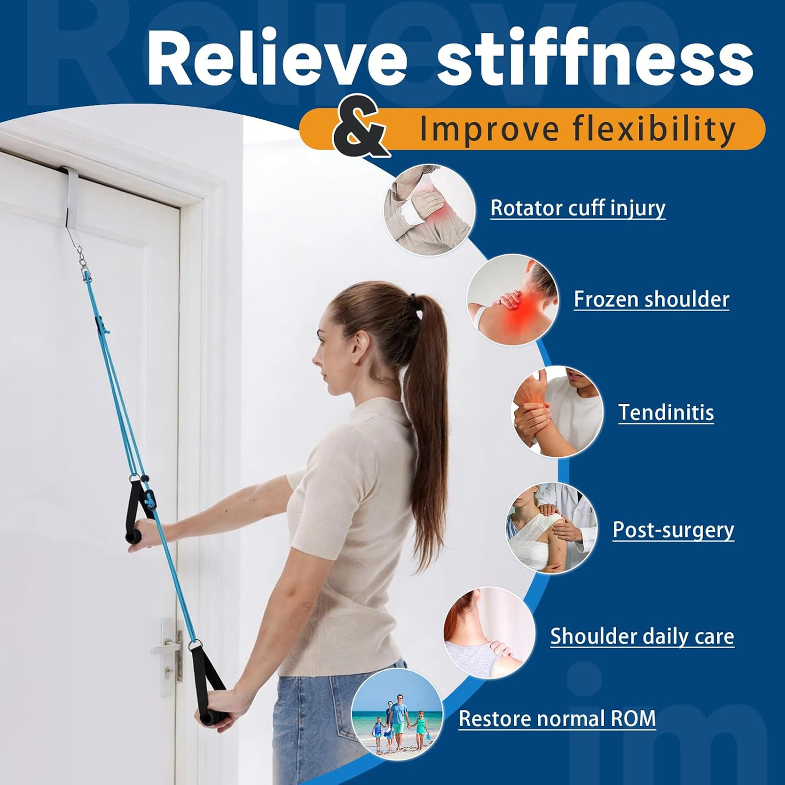 Shoulder Pulley for Physical Therapy, Rehab, Over-the-door Shoulder Exercise