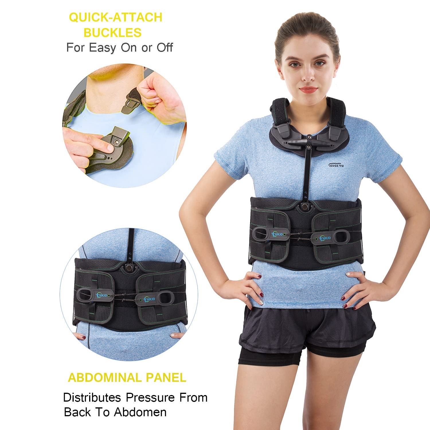 TLSO Thoracic Full Back Brace for Kyphosis, Post Op Recovery-SIZE：XXL