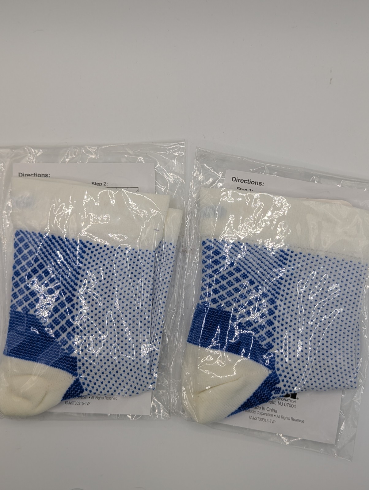 2 Foot Angel Compression Sleeve Foot/Ankle Arch Support L/XL Blue/White