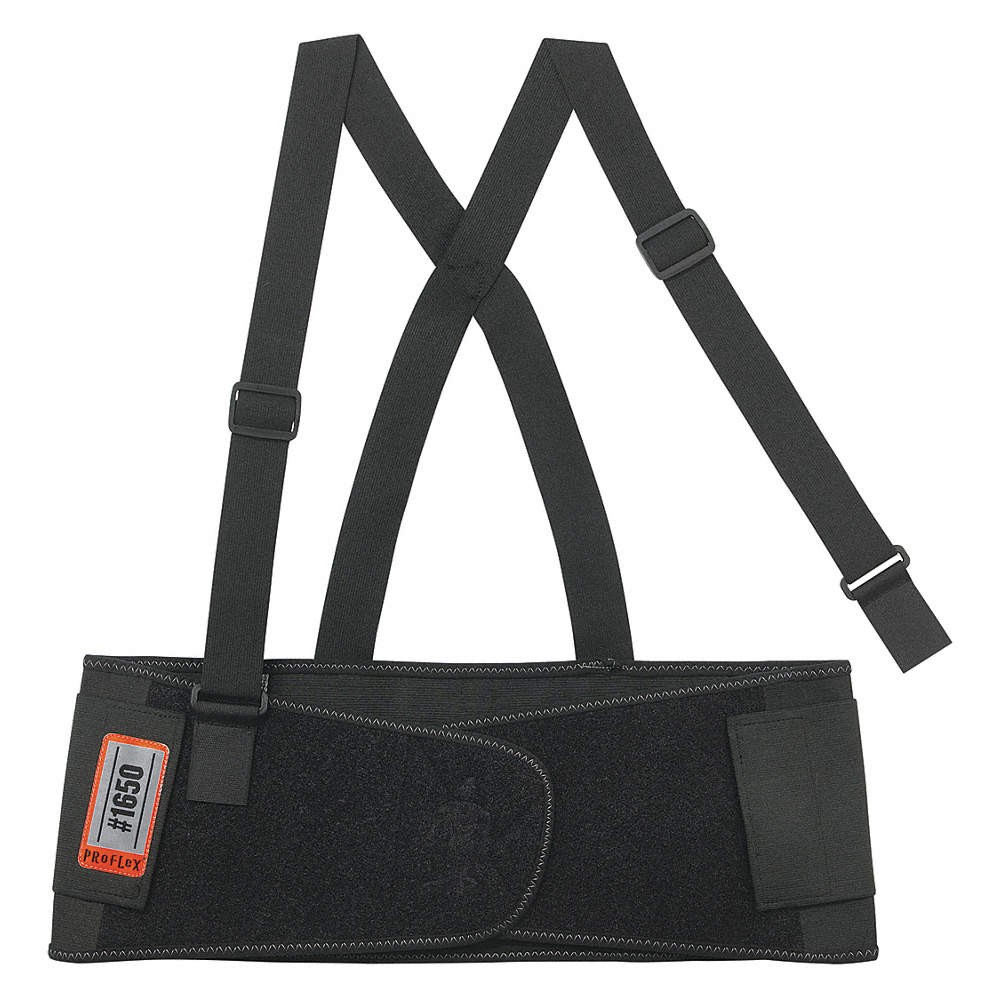 PROFLEX BY ERGODYNE 1650 Back Support w/Suspenders,Black,2XL 35ZC02
