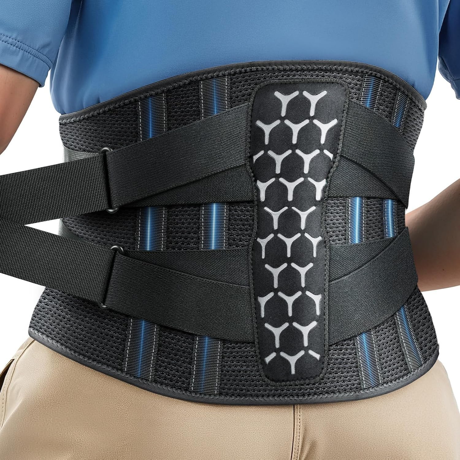 Ergonomic Back Brace for Pain Relief: Adjustable Support with Lumbar Pad, Gray M