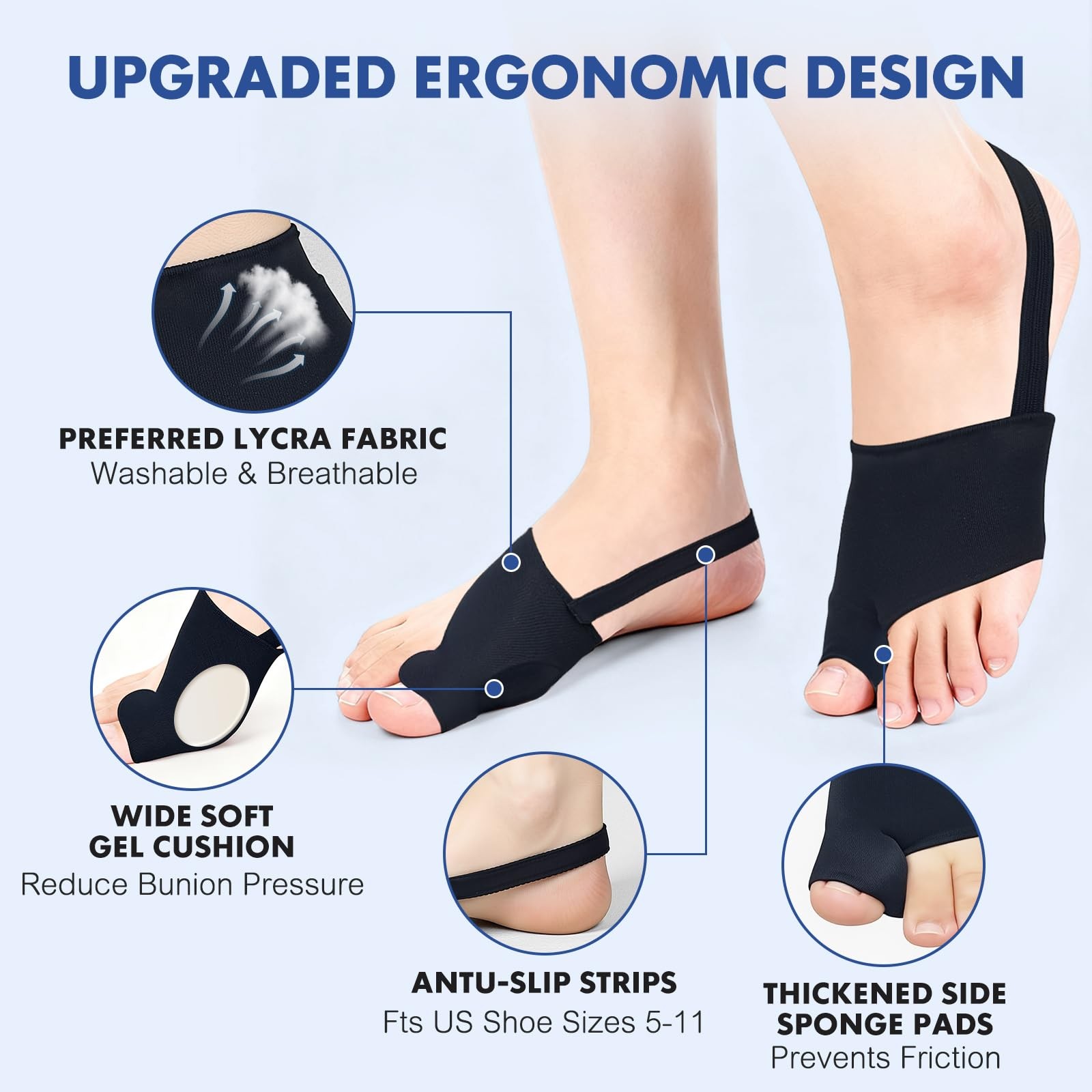 2PCS Bunion Corrector for Women & Men – Correction with Pure Black