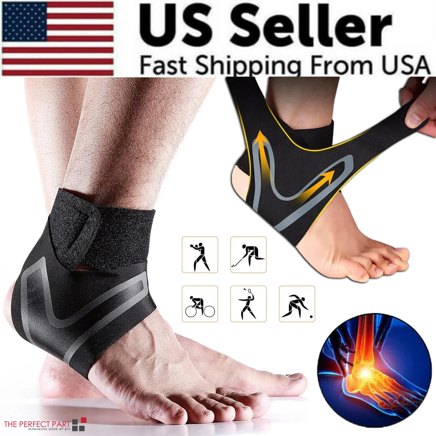 Ankle Brace Compression Sleeve for Plantar Fasciitis Pain Relief Support