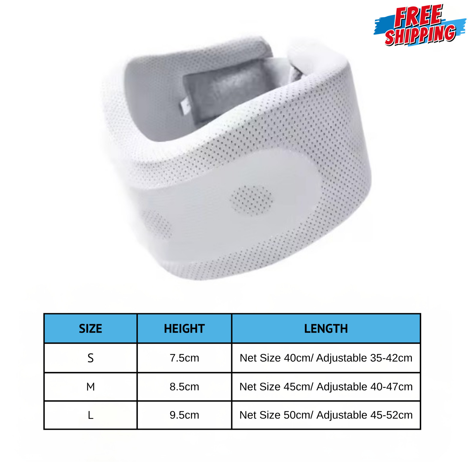 Adjustable Soft Cervical Neck Collar Foam Brace Support Breathable Gray