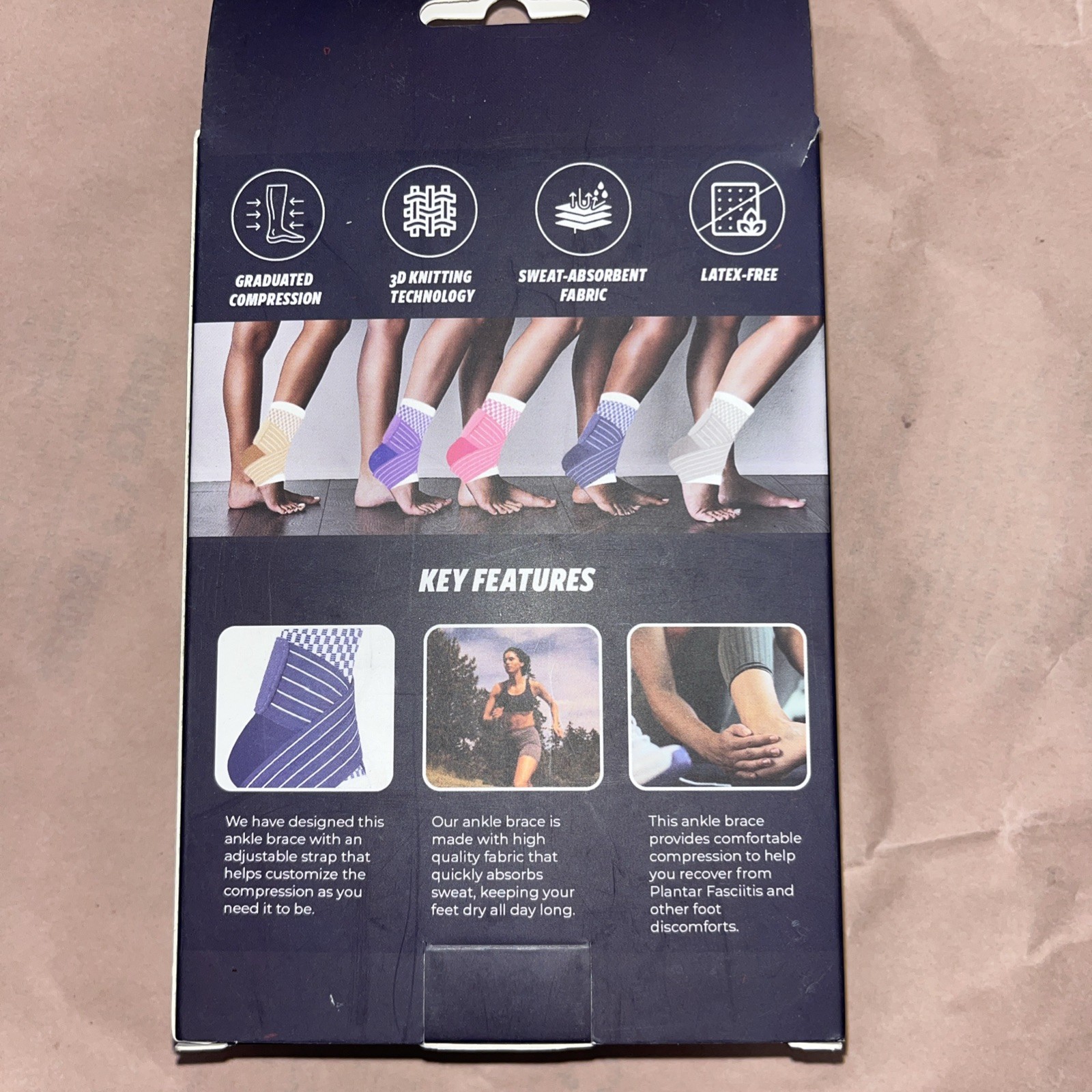 Ankle Brace Adjustable Compression Support Pink