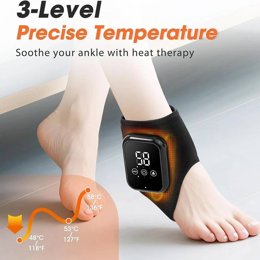 2pcs Heating Levels Heated Ankle Brace 3 Vibration Mode USB Rechargeable Foot