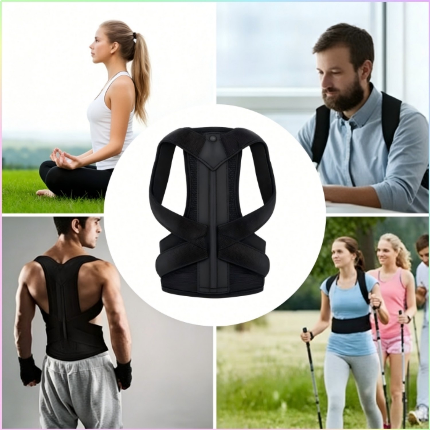 Adjustable Posture Corrector Low Back Support Shoulder Brace Belt for Men Women