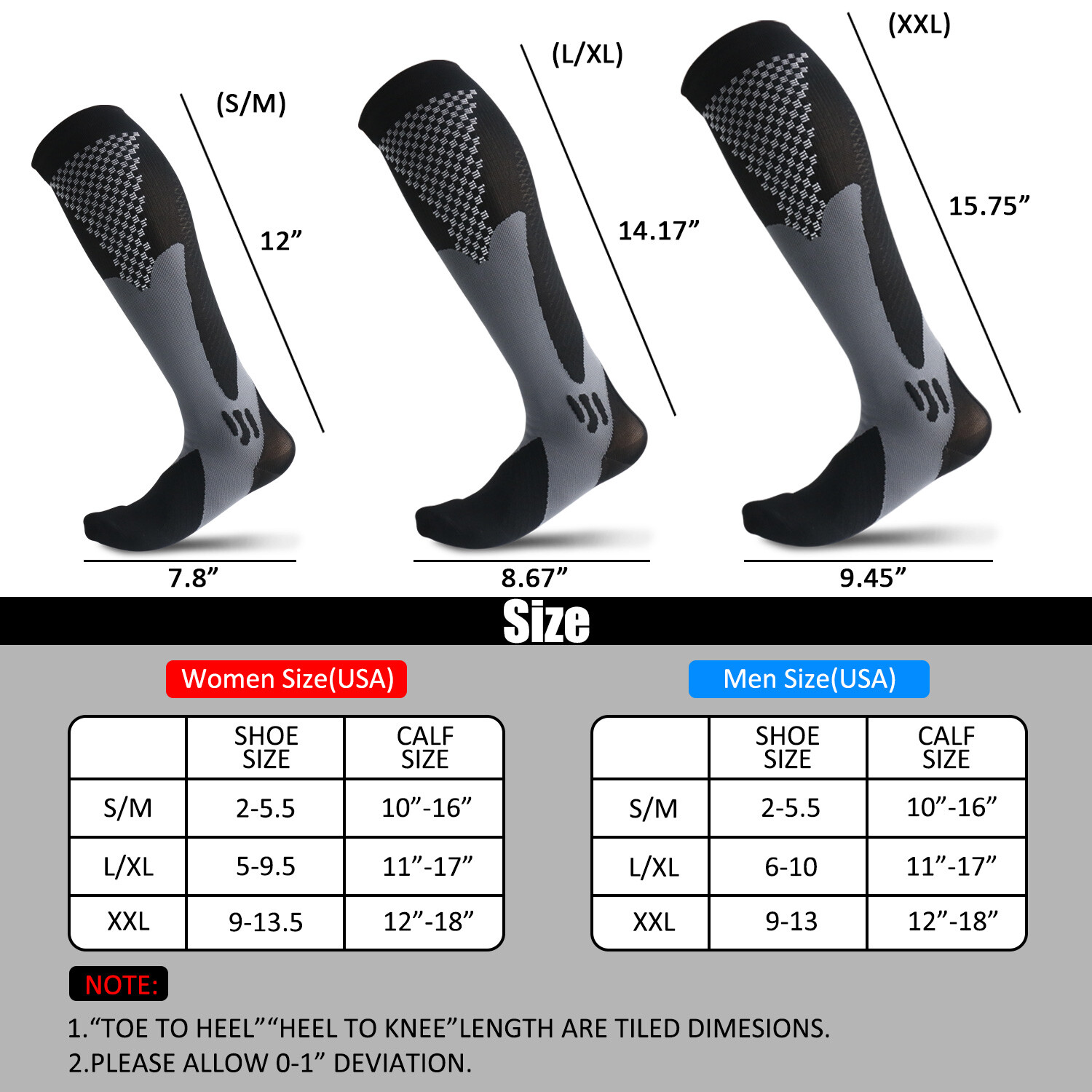 3 Pair Men Women Compression Socks Varicose Veins Leg Relief Pain Anti Fatigue