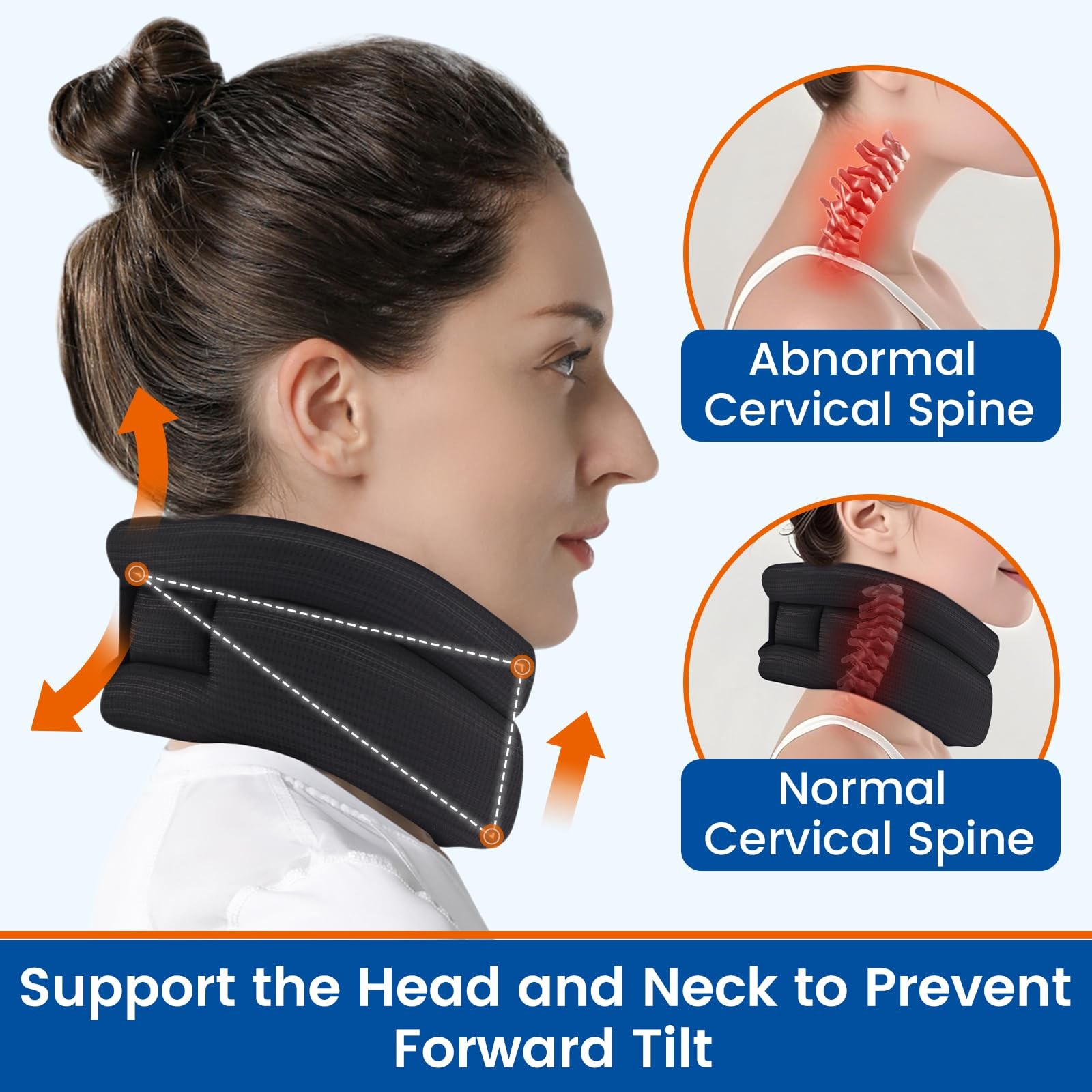 Willcom Neck Support Brace for Snoring Sleep Apnea, Soft Cervical L, Black