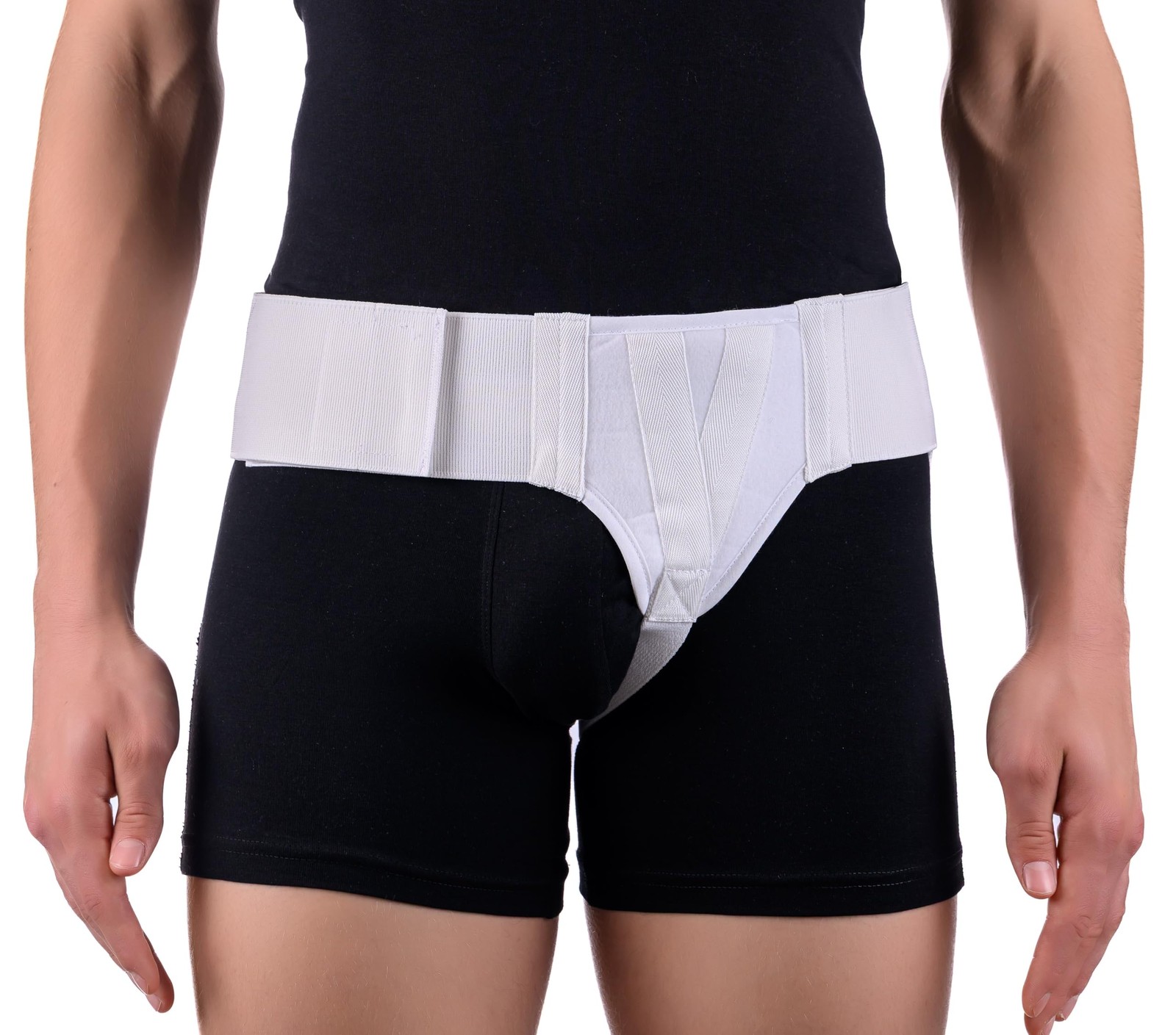 Left Side Inguinal Groin Hernia Truss Compression Pad White Support Large