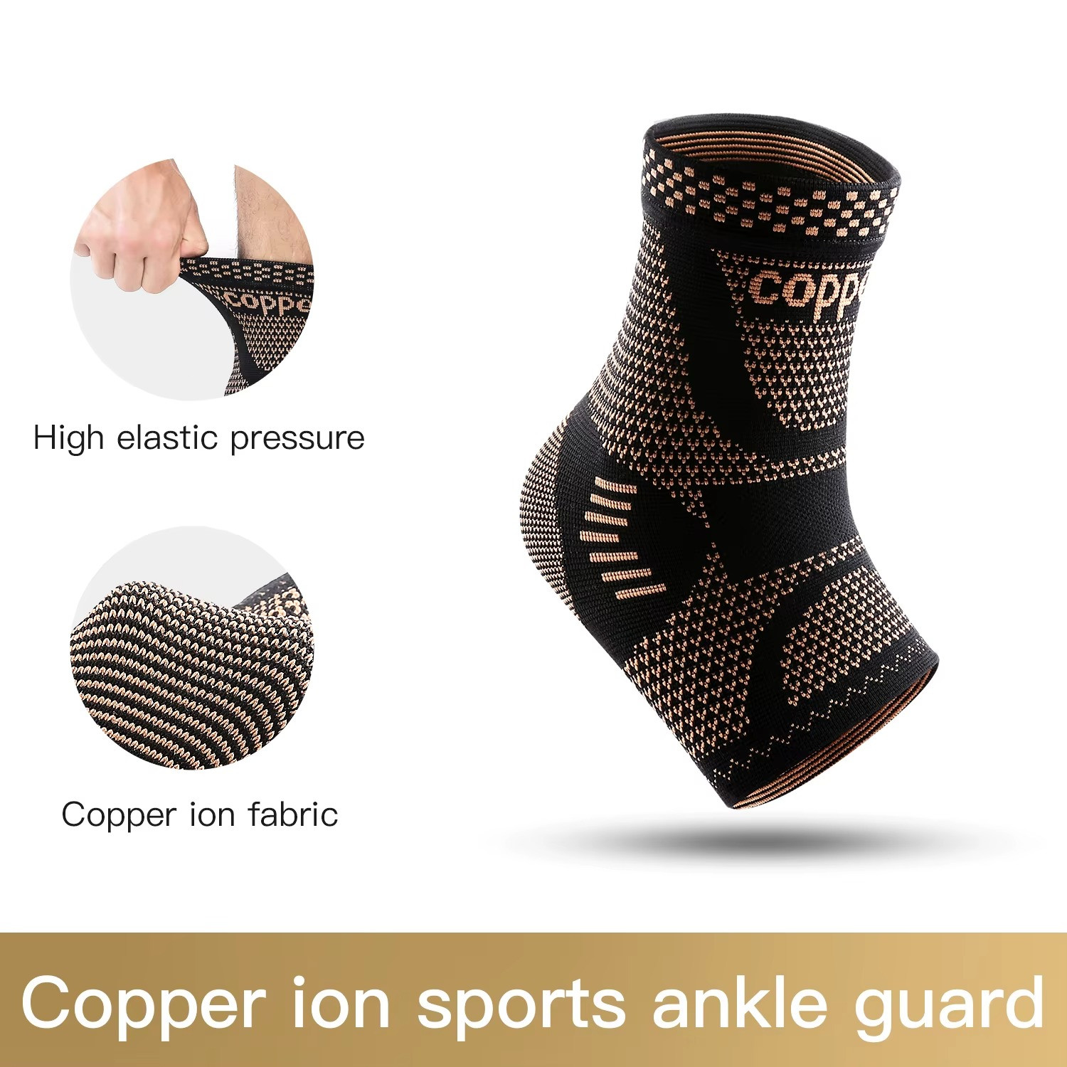 Copper Ankle Support Brace Compression Sleeve Socks Elastic Foot Pain Relief