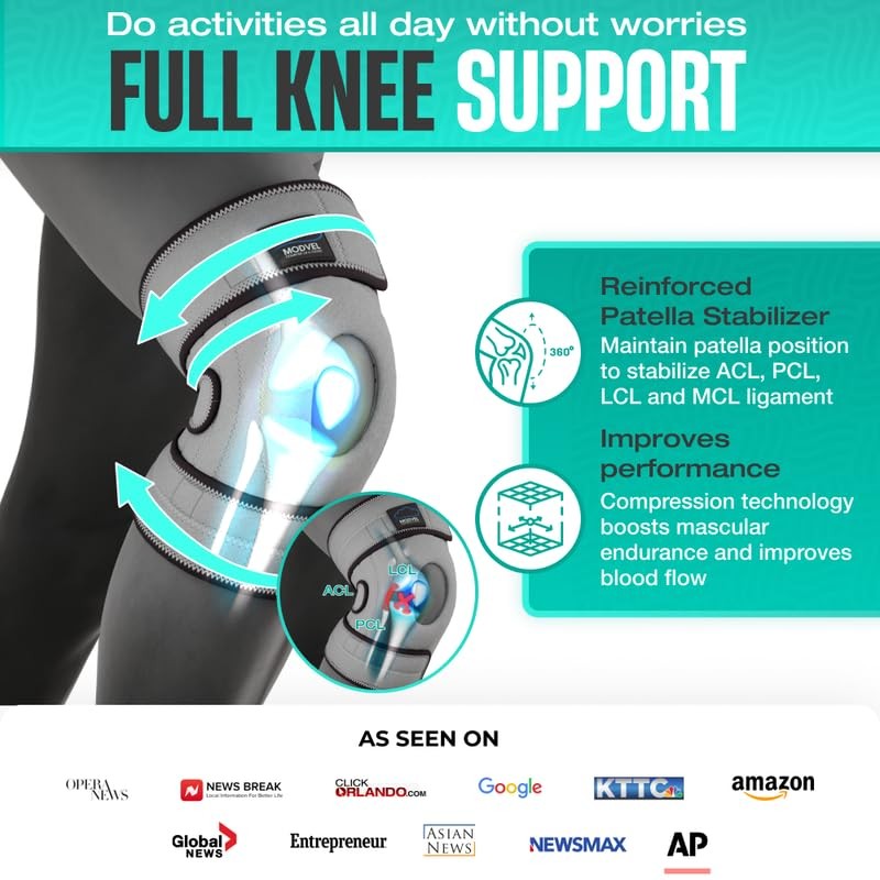 Modvel Elite Knee Brace Side Stabilizers Patella Gel Pads For Maximum Knee Pain