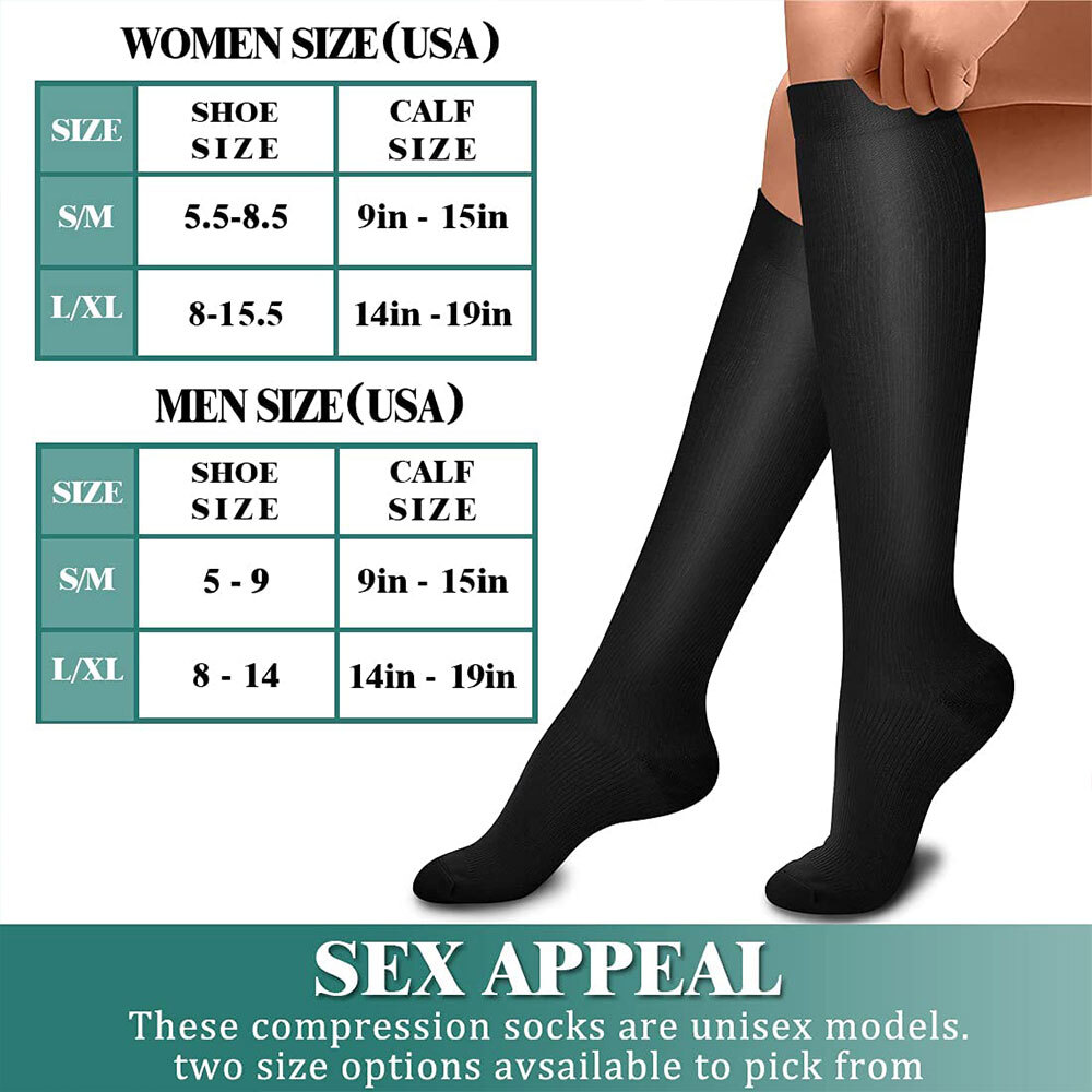 6Pair Compression Socks 20-30 mmgh For Women Men With Arch Graduated Support Sox
