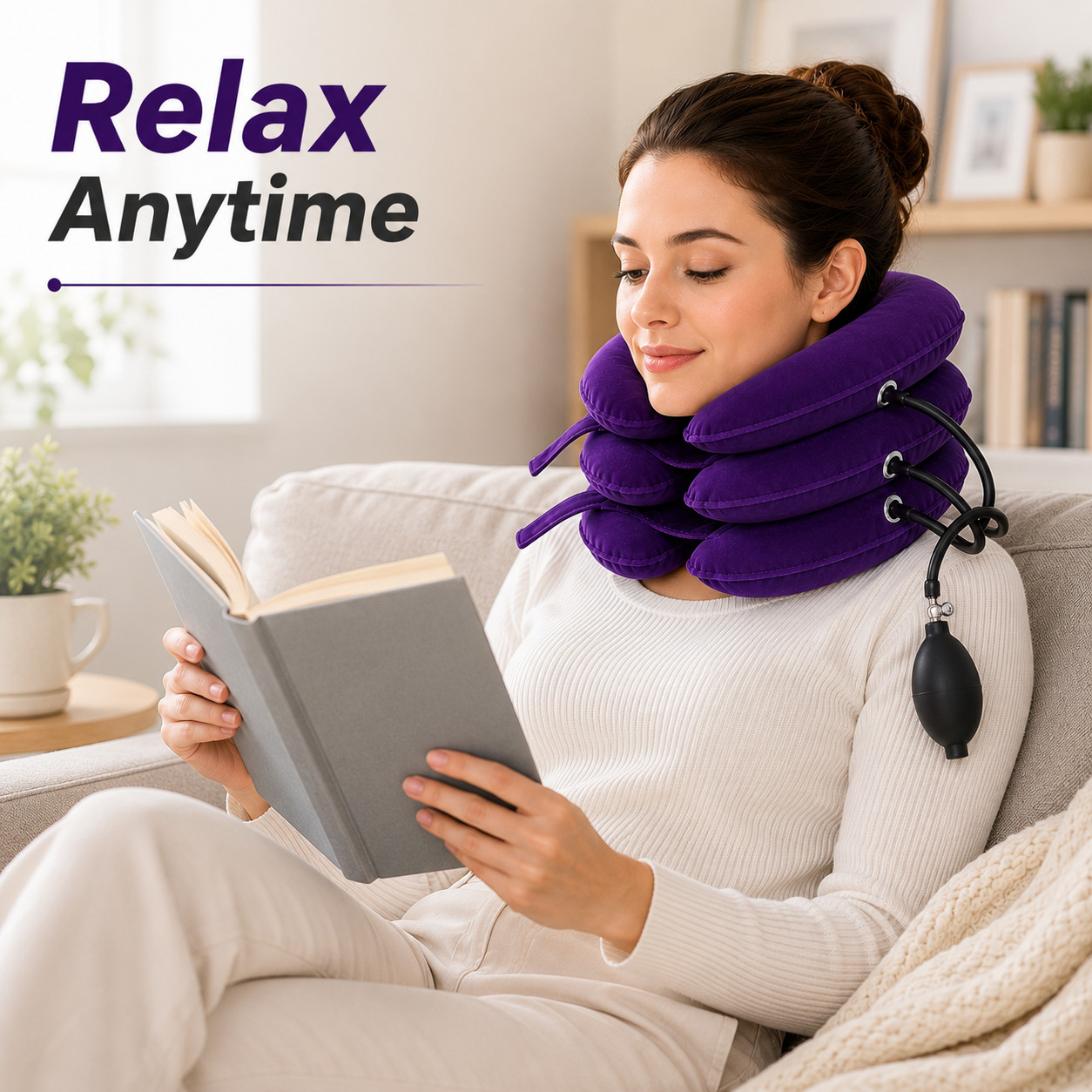 Inflatable Cervical Neck Traction Device Adjustable Neck Stretcher Pain Relief