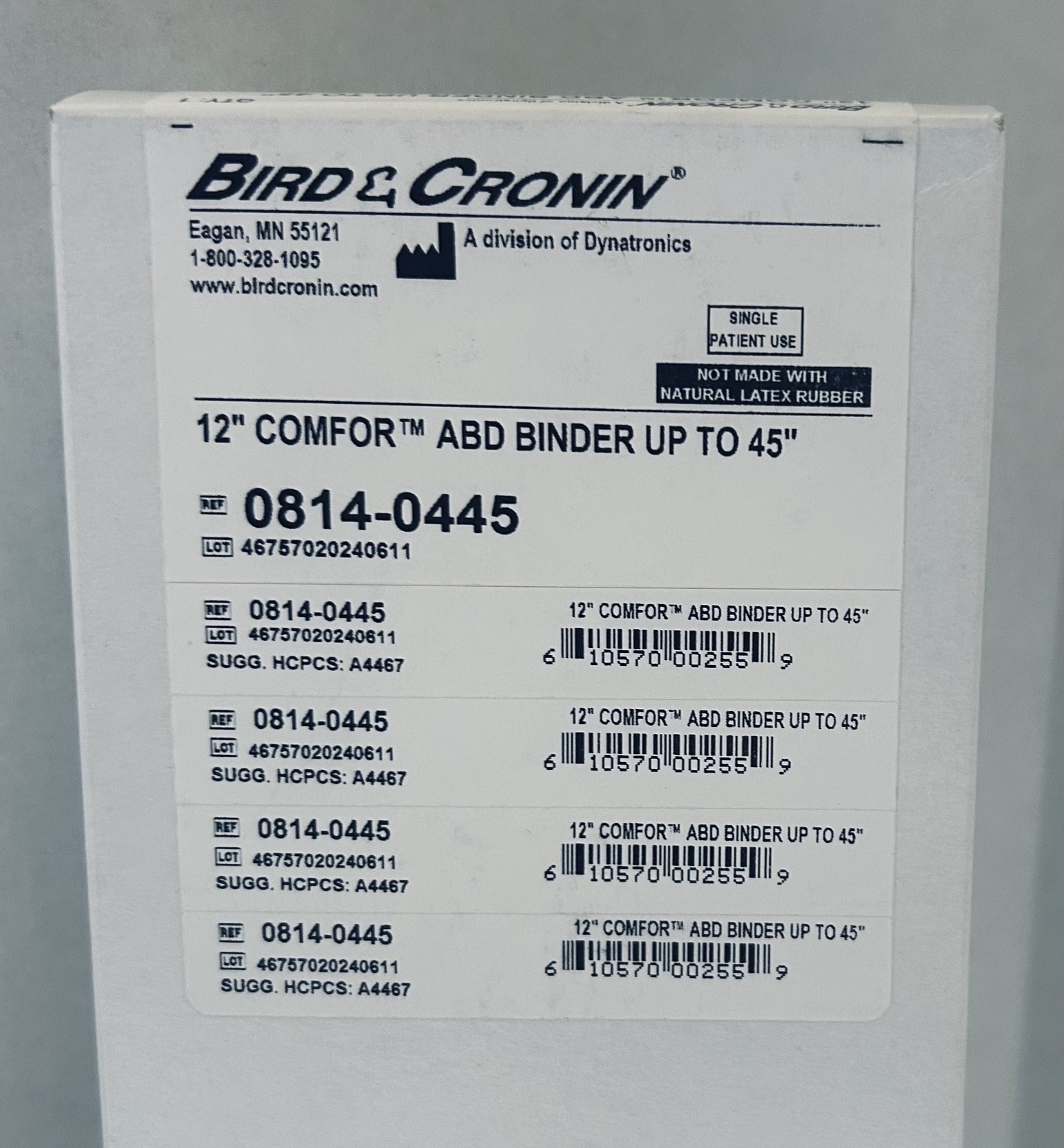 Bird & Cronin 12″ Comfor Abdominal Binder 30″-45″ REF 0814-0445 NIB Multi-Qty