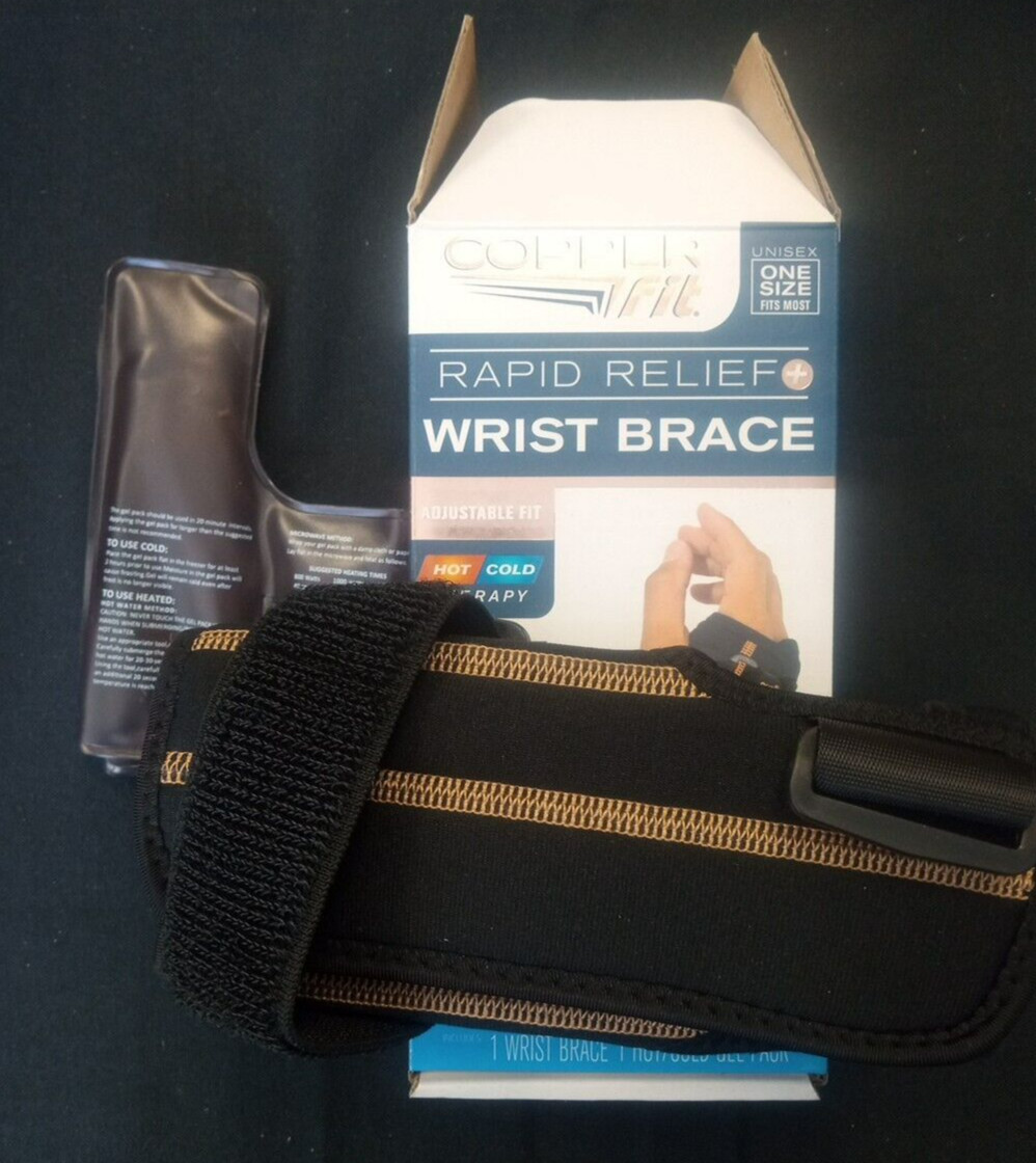 Copper Fit Rapid Relief Wrist Adjustable Brace Hot/Cold Therapy One Size